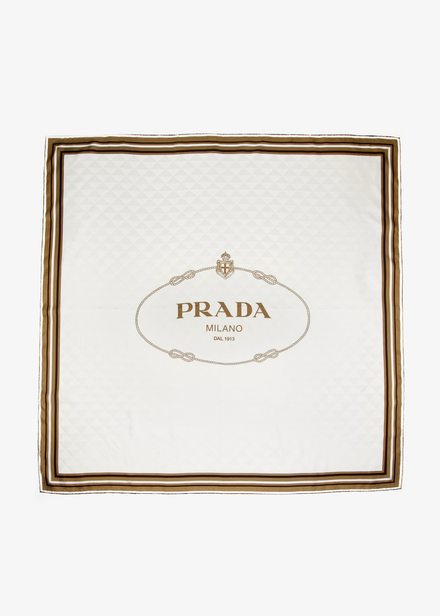 

Printed silk twill scarf, Cream