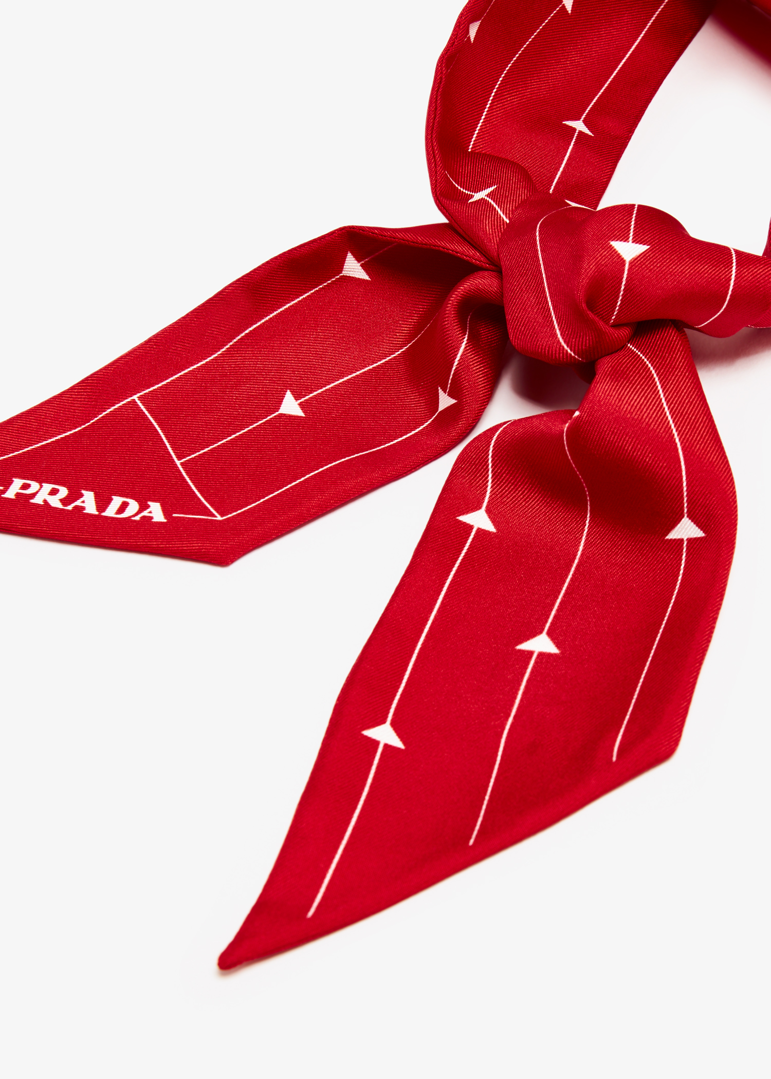 

Printed silk twill scarf, Red