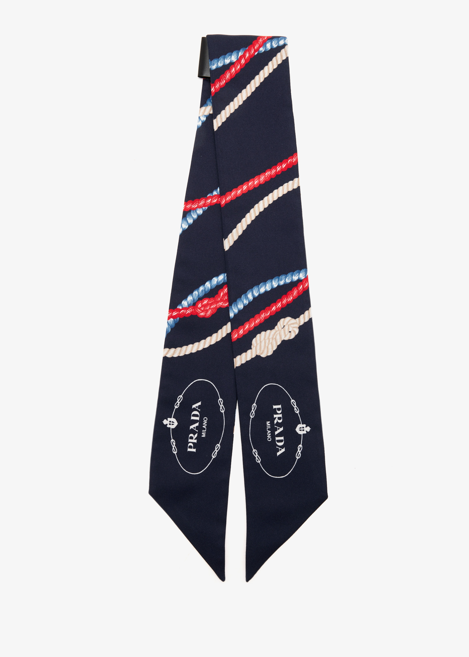 

Silk twill skinny scarf, Navy