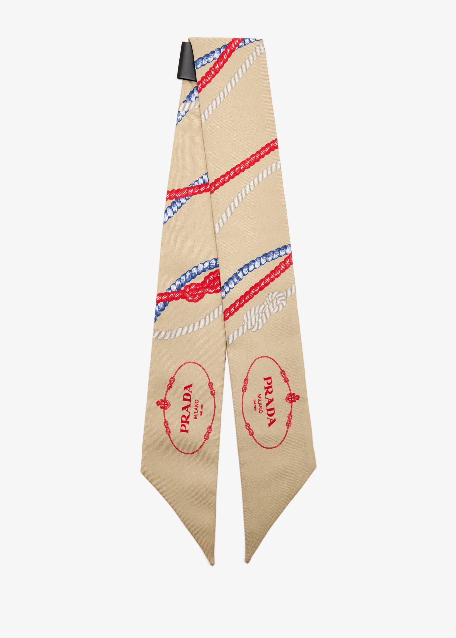 

Silk twill skinny scarf, Beige