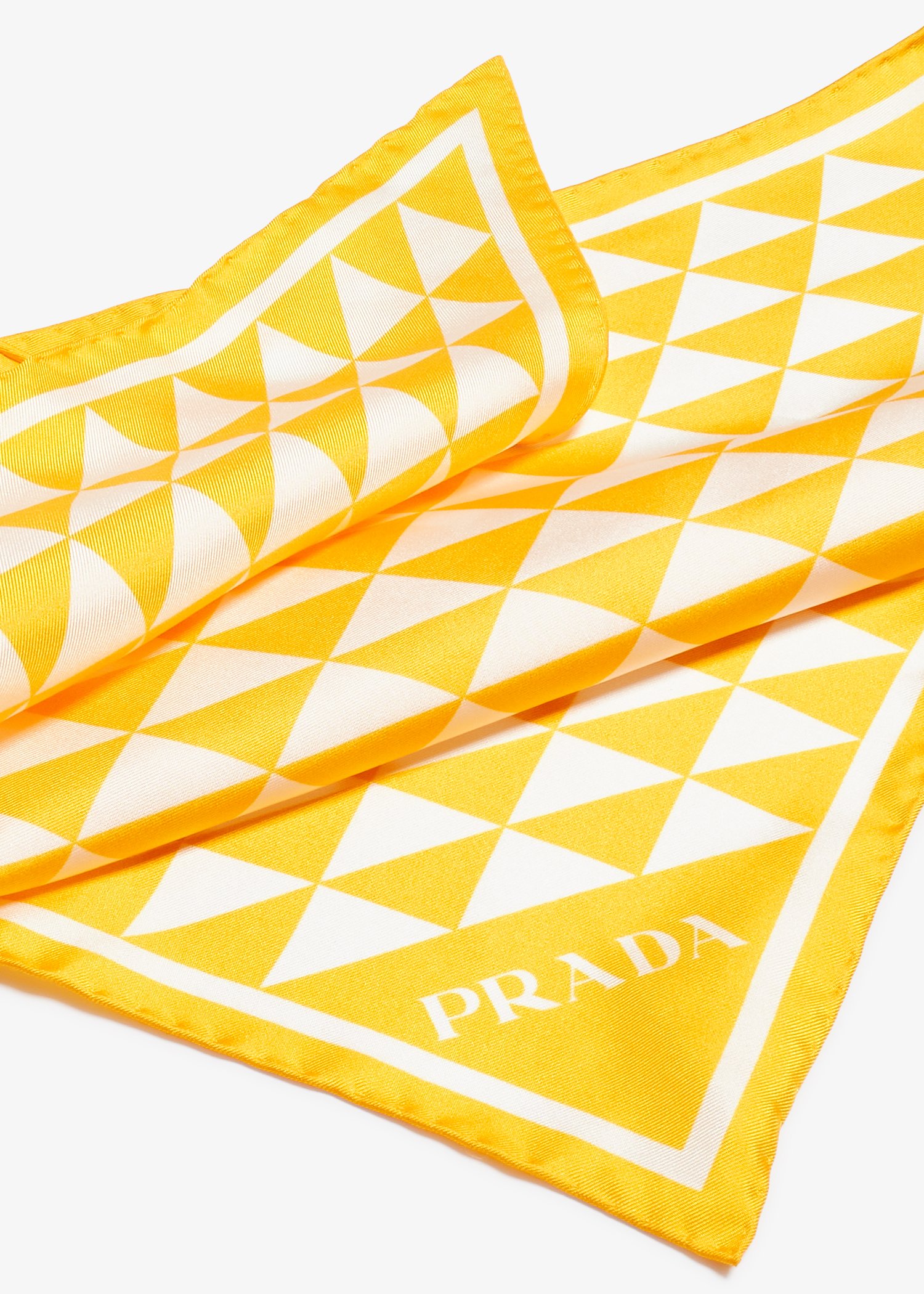 

Printed silk twill scarf, Yellow