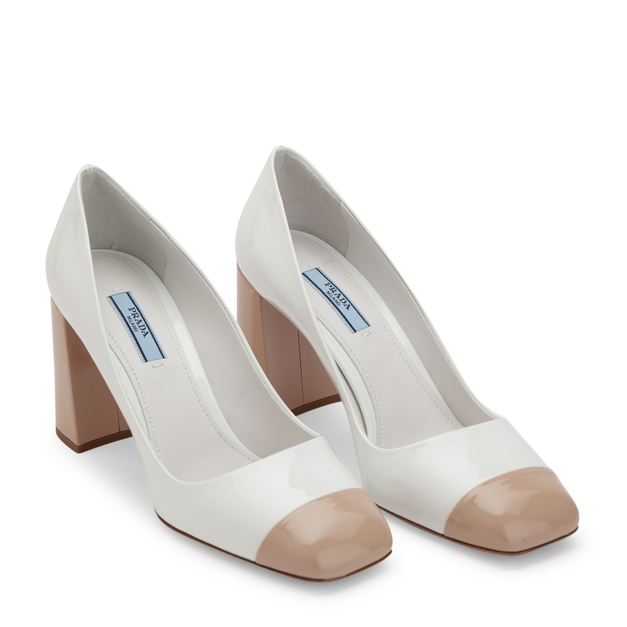 

Two-tone patent leather pumps, Beige