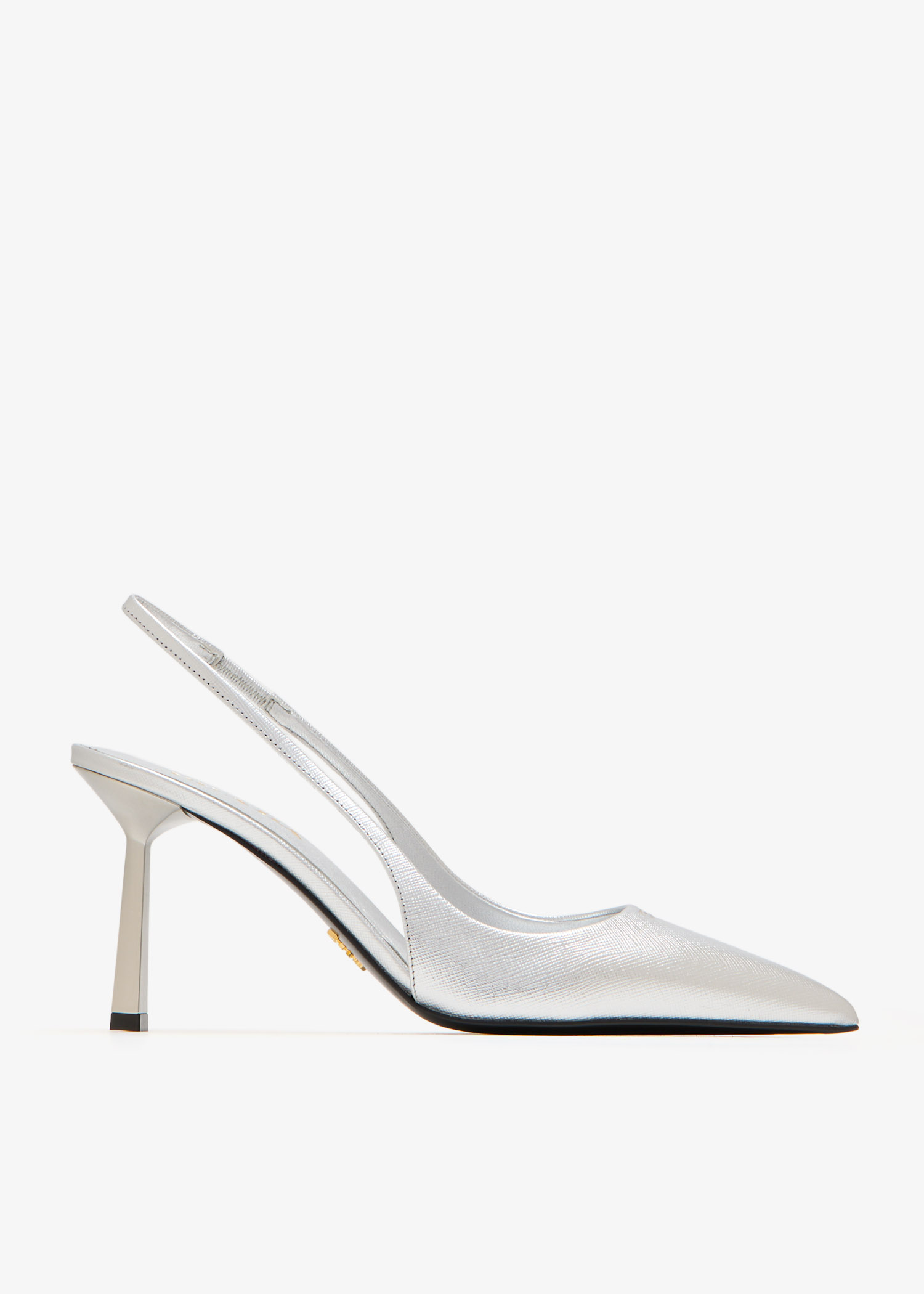 

Metallic leather slingback pumps, Silver