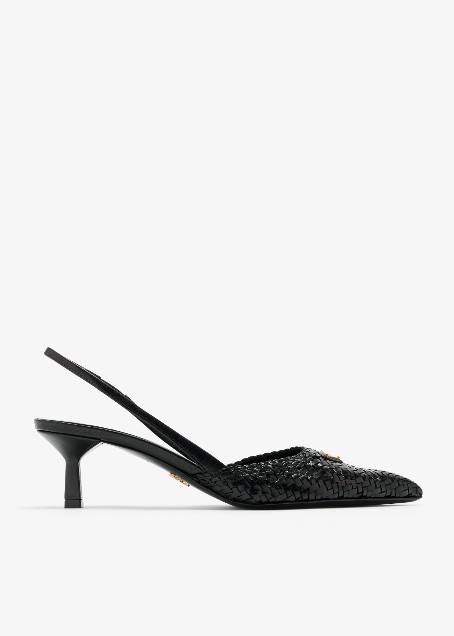 

Woven leather slingback pumps, Black