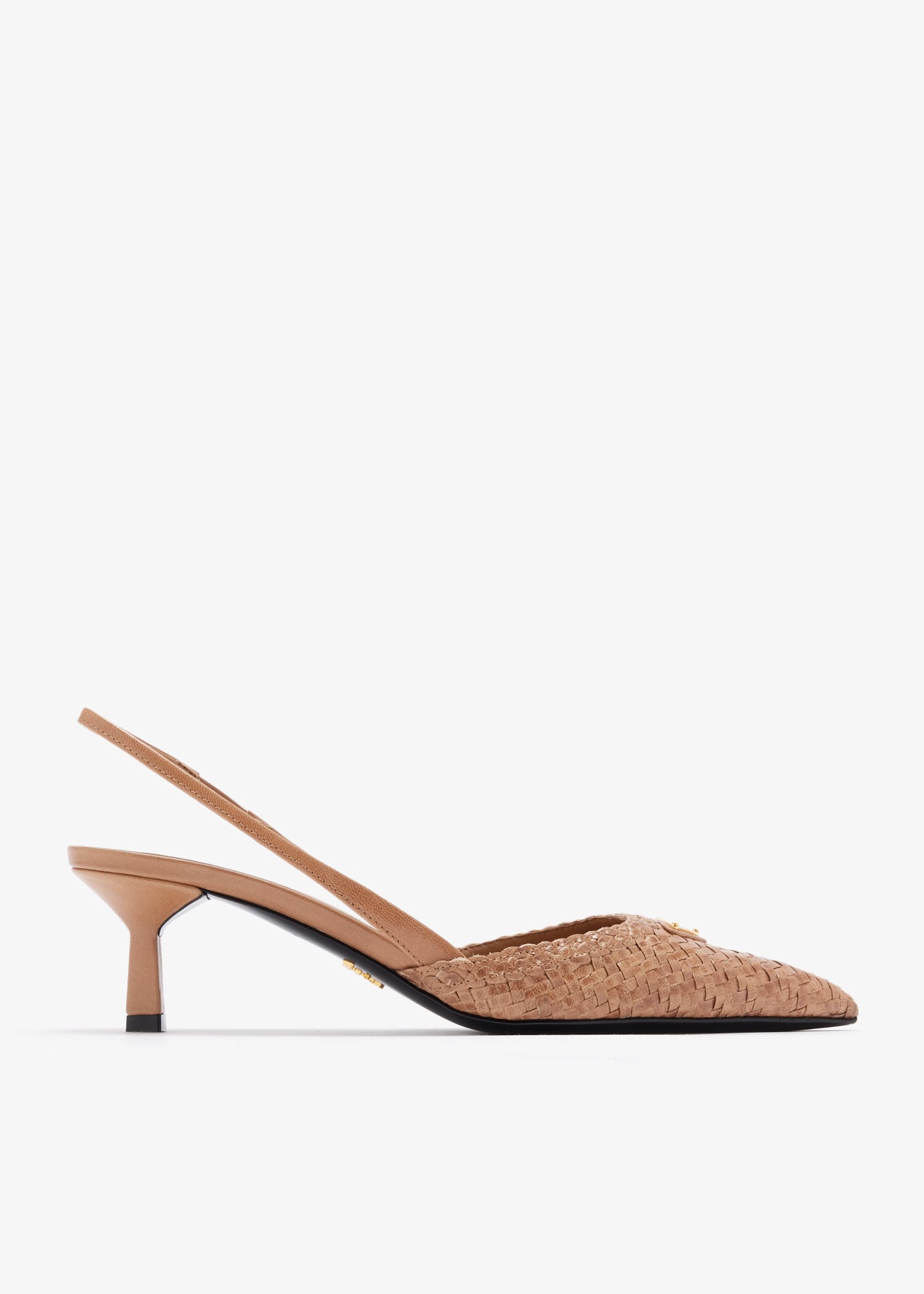 

Woven leather slingback pumps, Brown