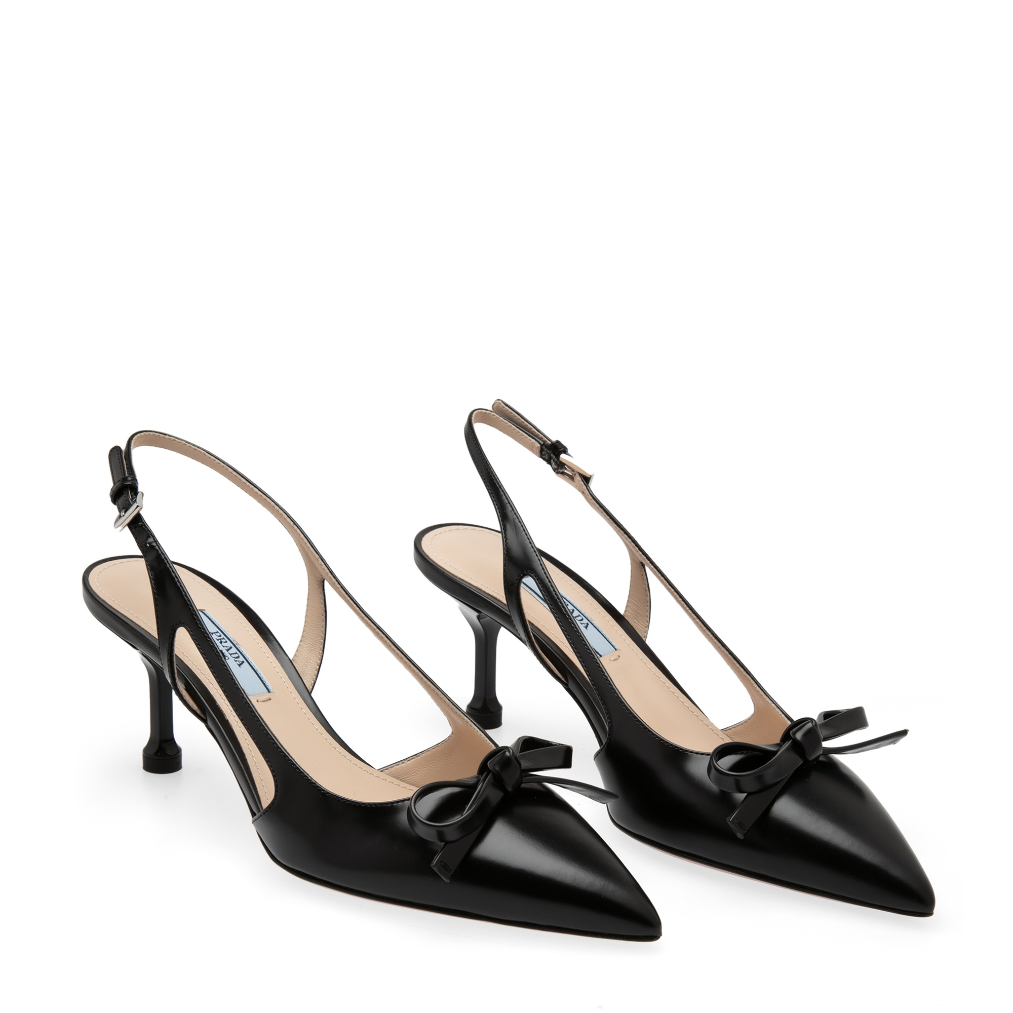 

Bow leather pumps, Black