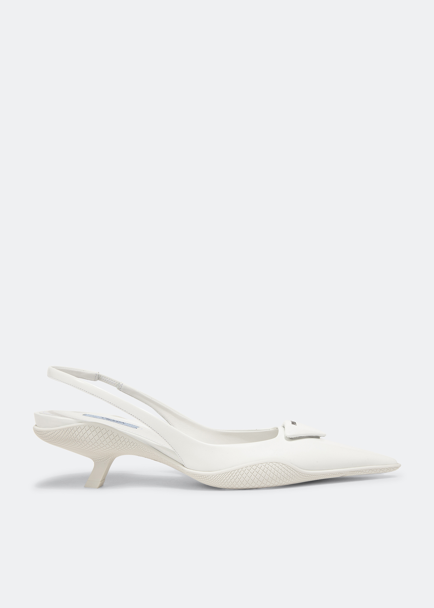 

Brushed leather slingback pumps, White