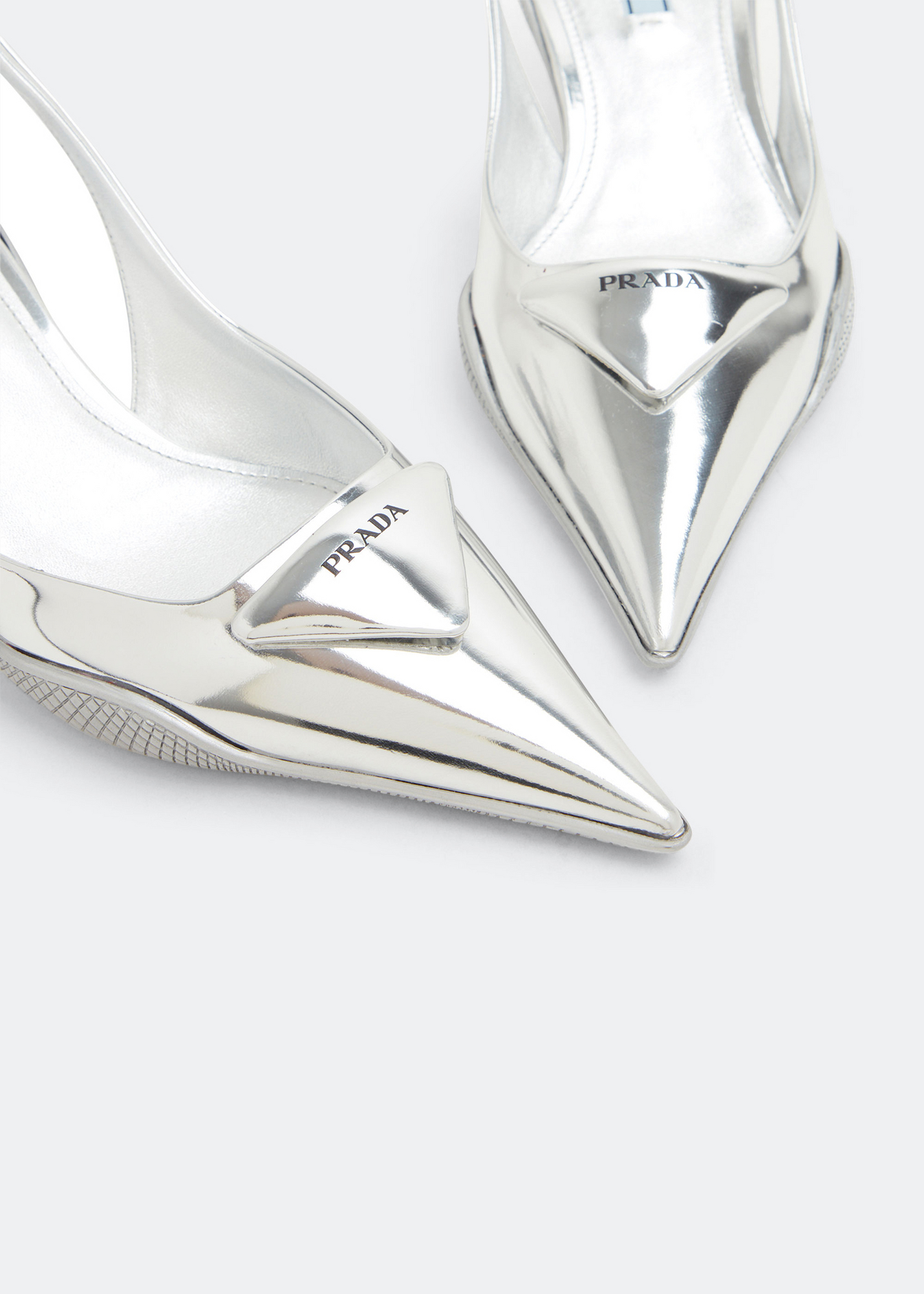 

Brushed leather slingback pumps, Silver