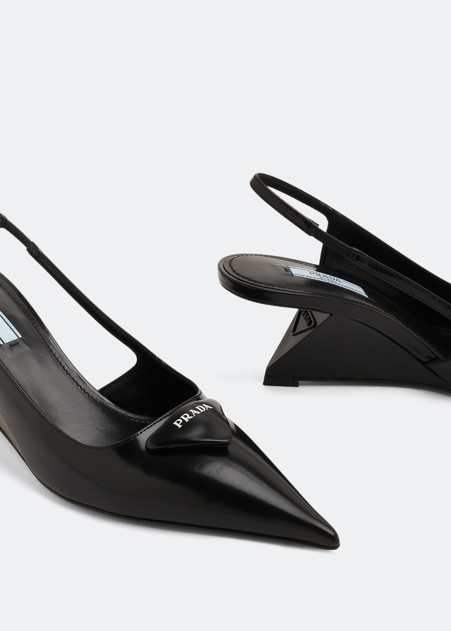 

Brushed leather slingback pumps, Black
