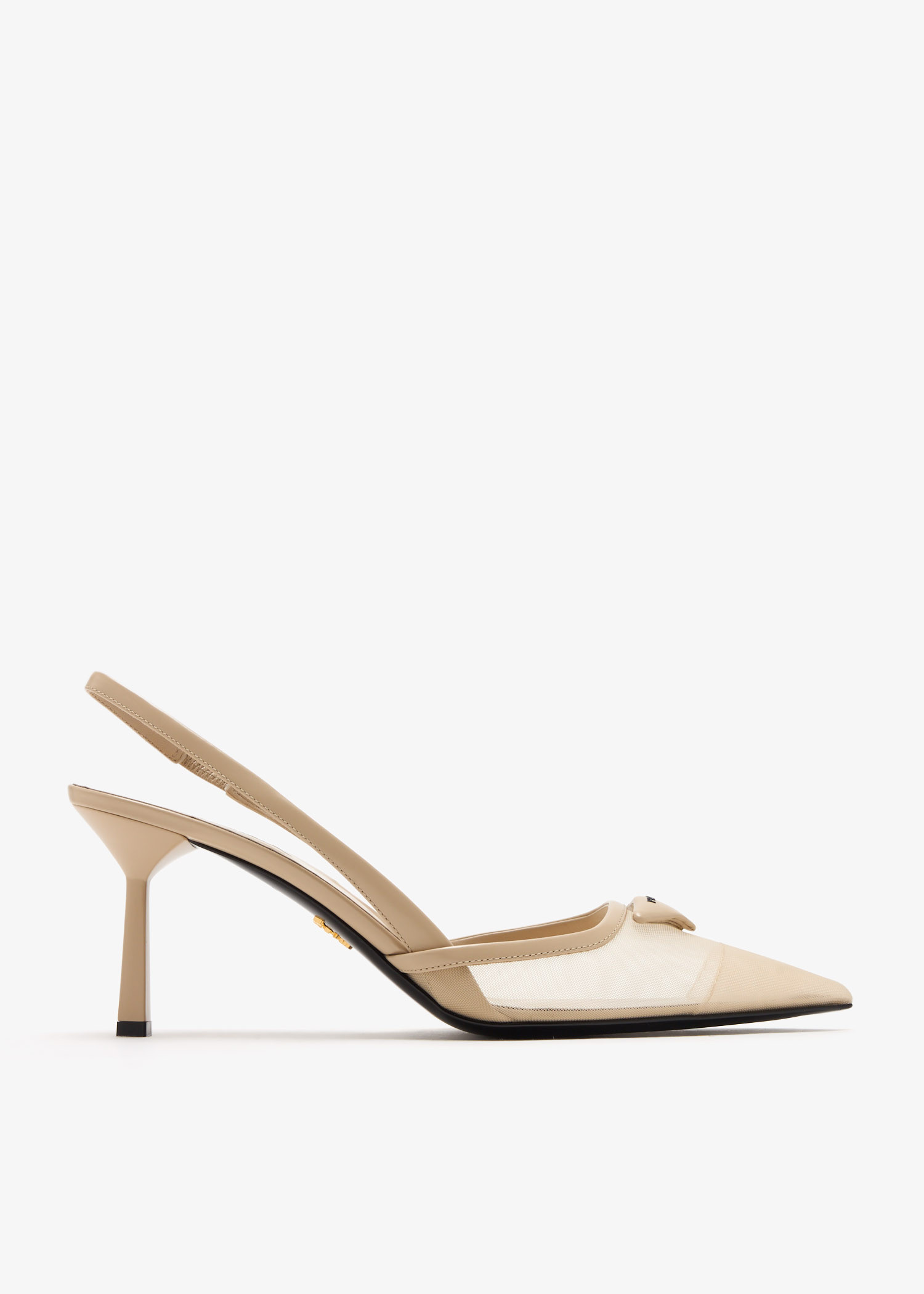 

Mesh fabric slingback pumps, Beige