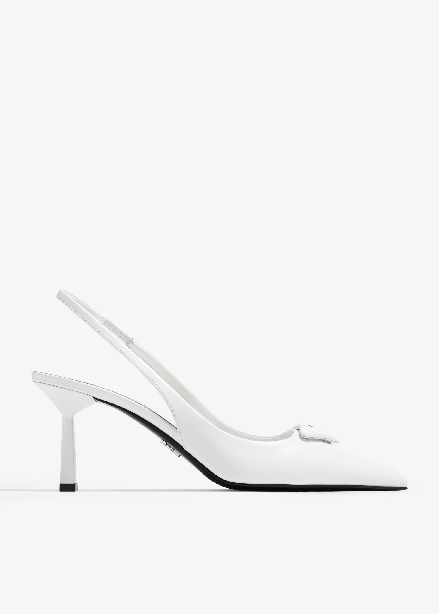 

Brushed leather slingback pumps, White