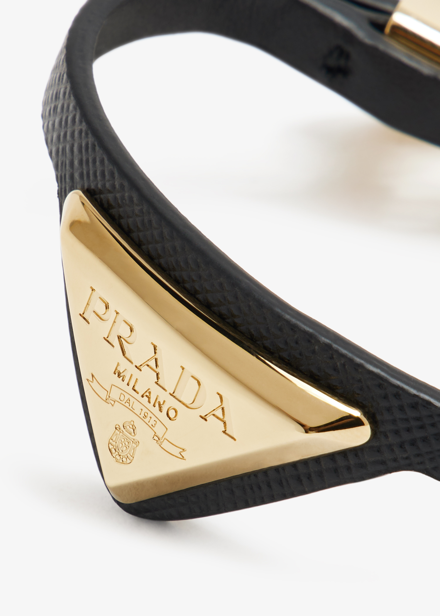 

Saffiano leather and metal bracelet, Black