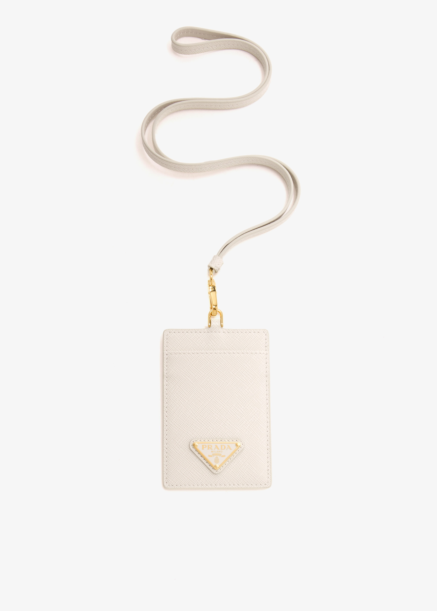 

Saffiano leather badge holder, White