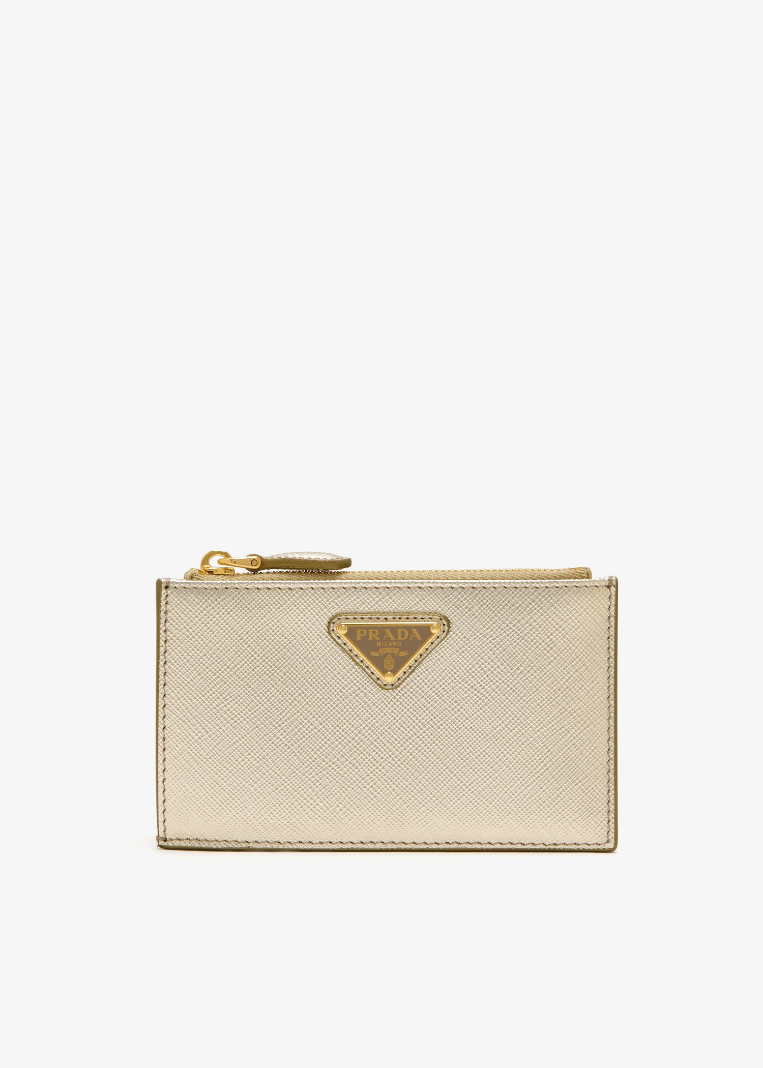

Saffiano leather card holder, Gold