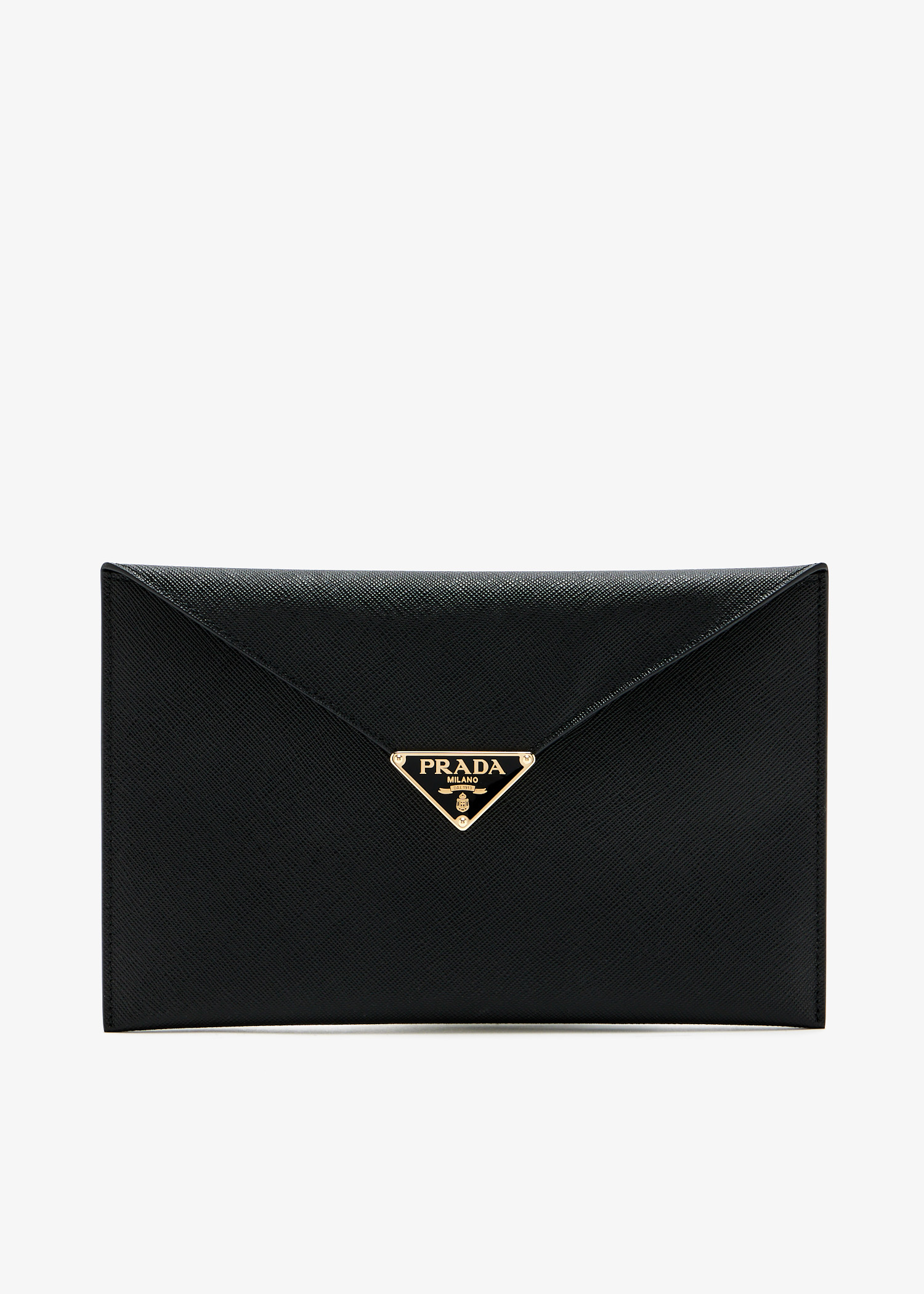 

Saffiano leather envelope clutch, Black