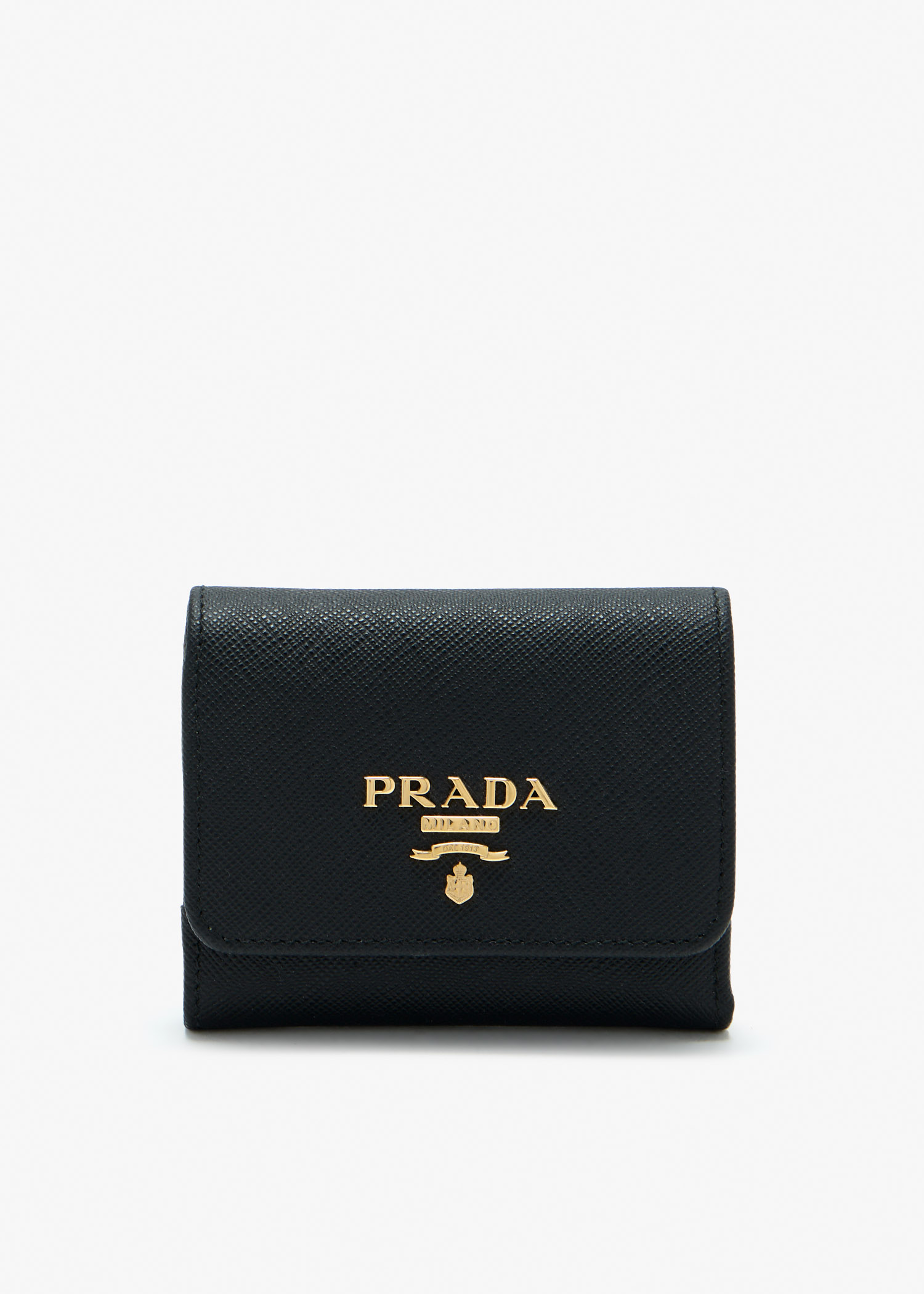

Small Saffiano leather wallet, Black