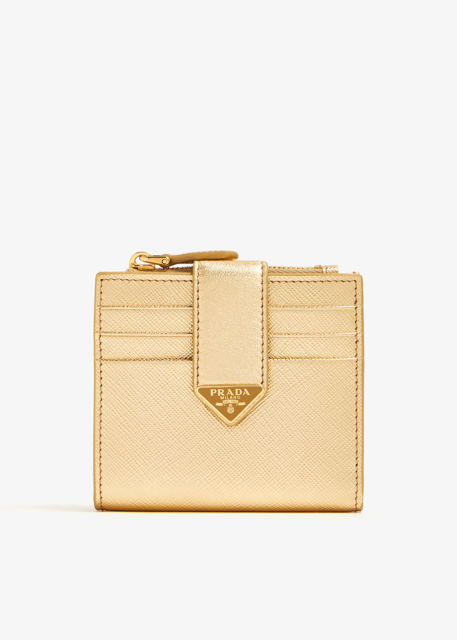 

Small Saffiano and leather wallet, Gold