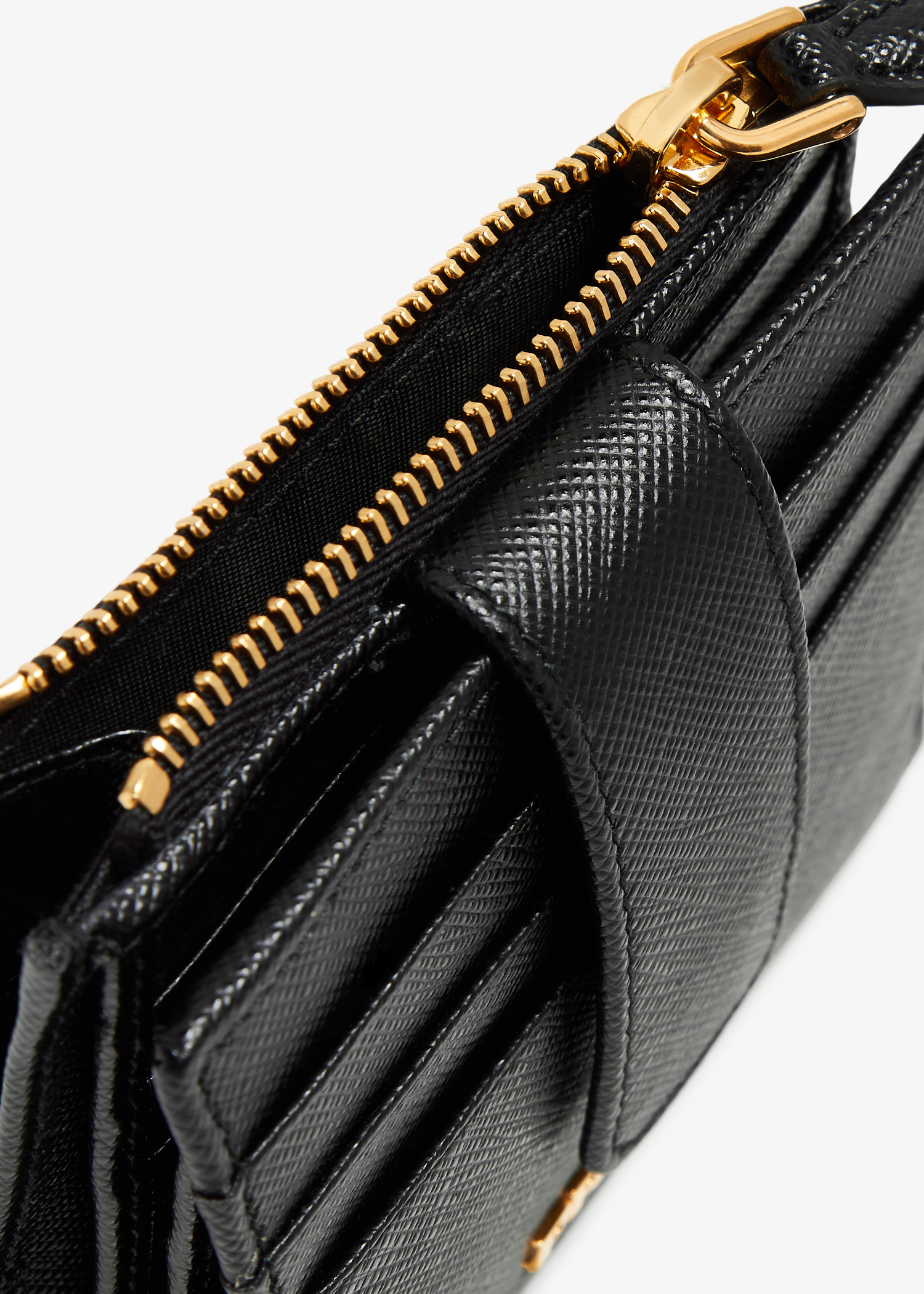 

Small Saffiano leather wallet, Black