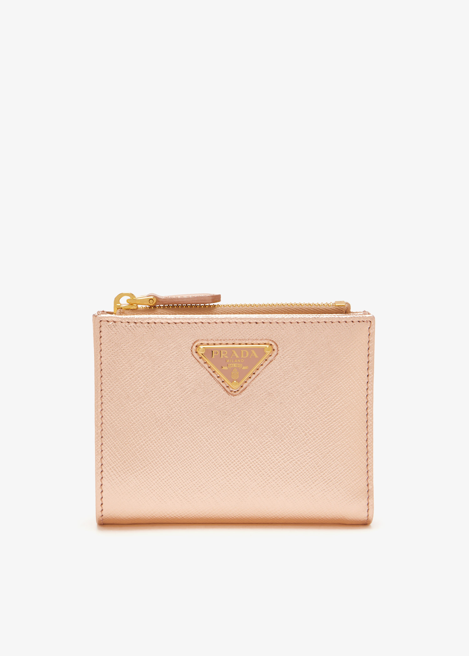 

Small Saffiano leather wallet, Pink