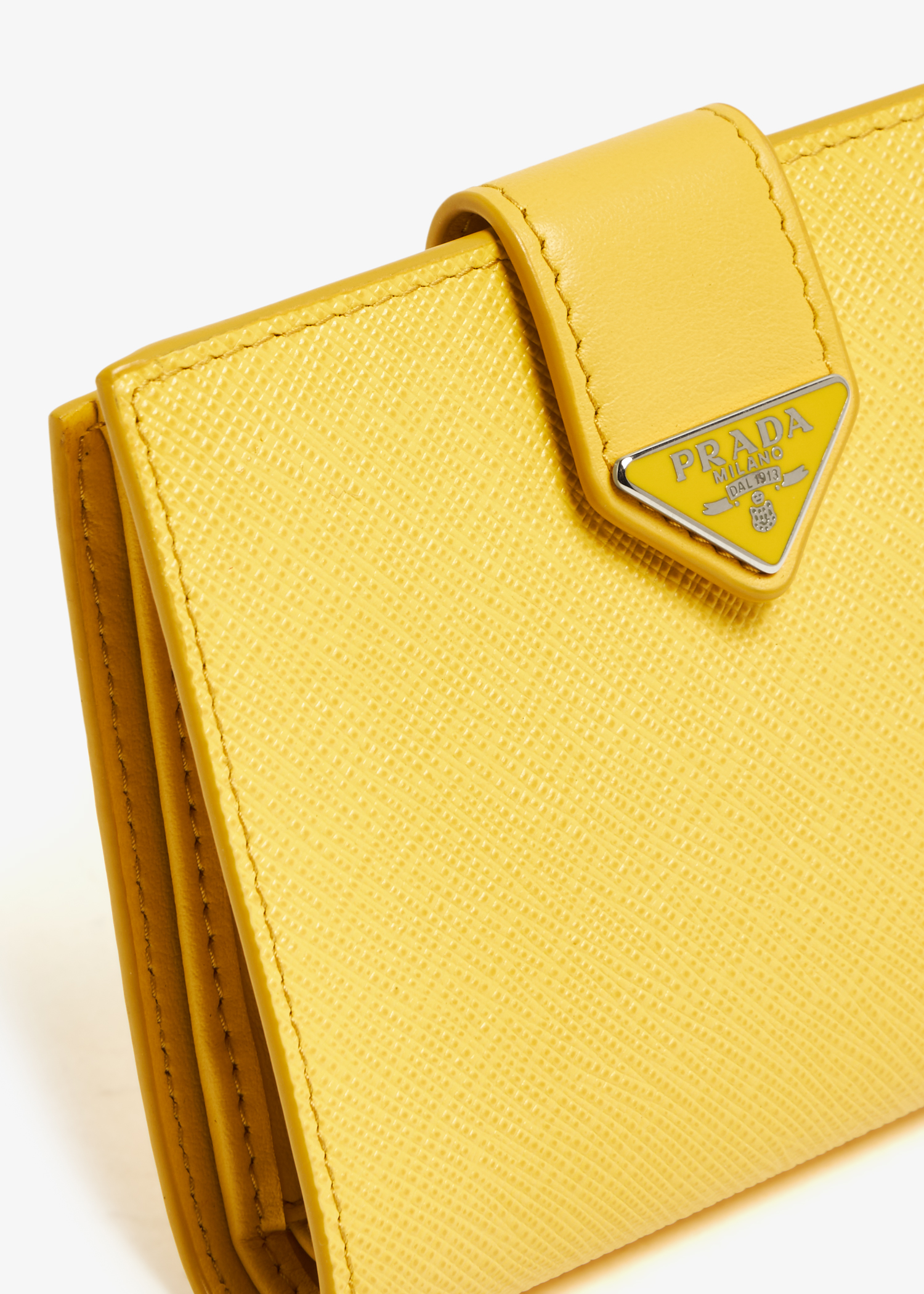 

Small Saffiano leather wallet, Yellow