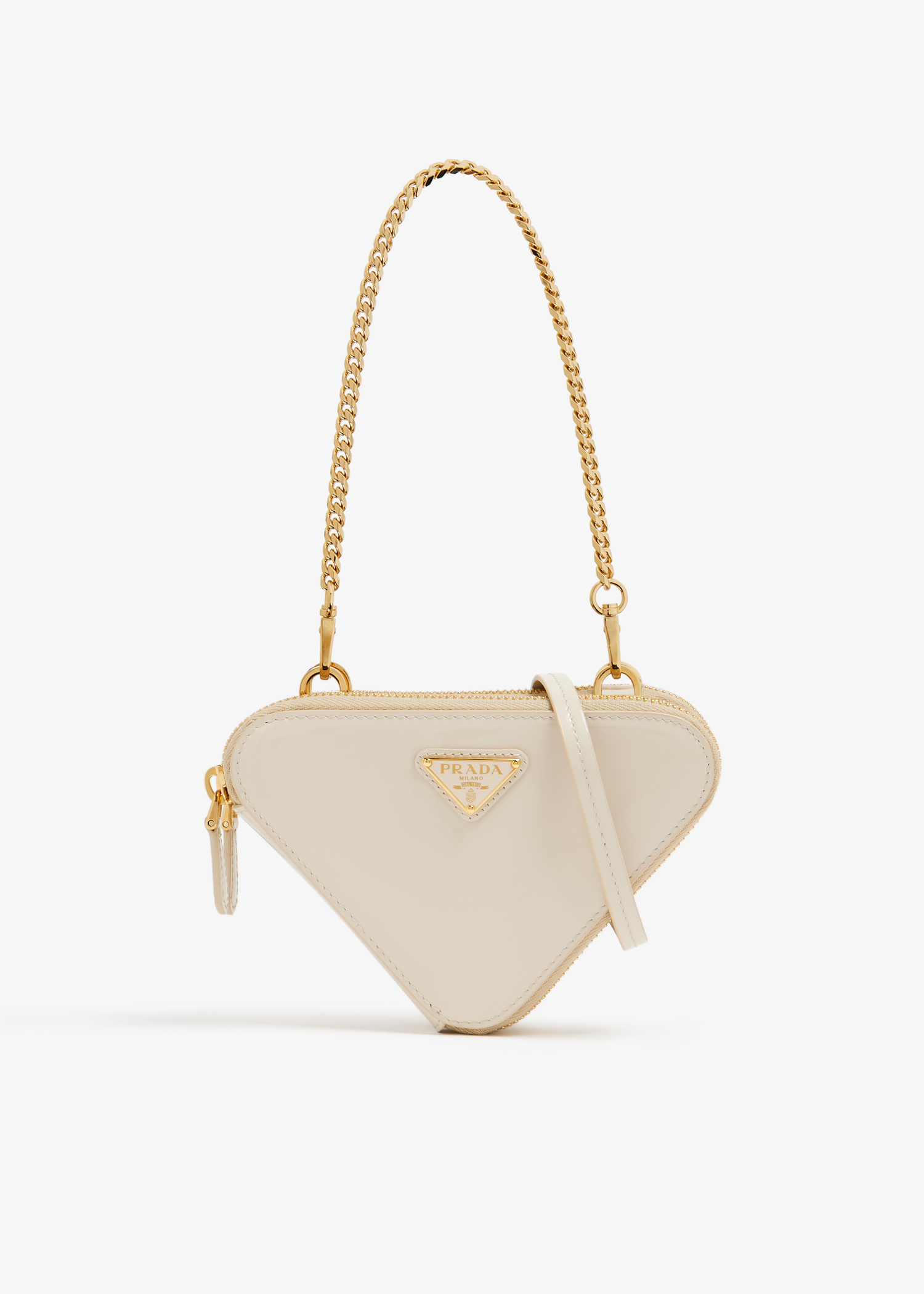 

Mini patent leather pouch, White