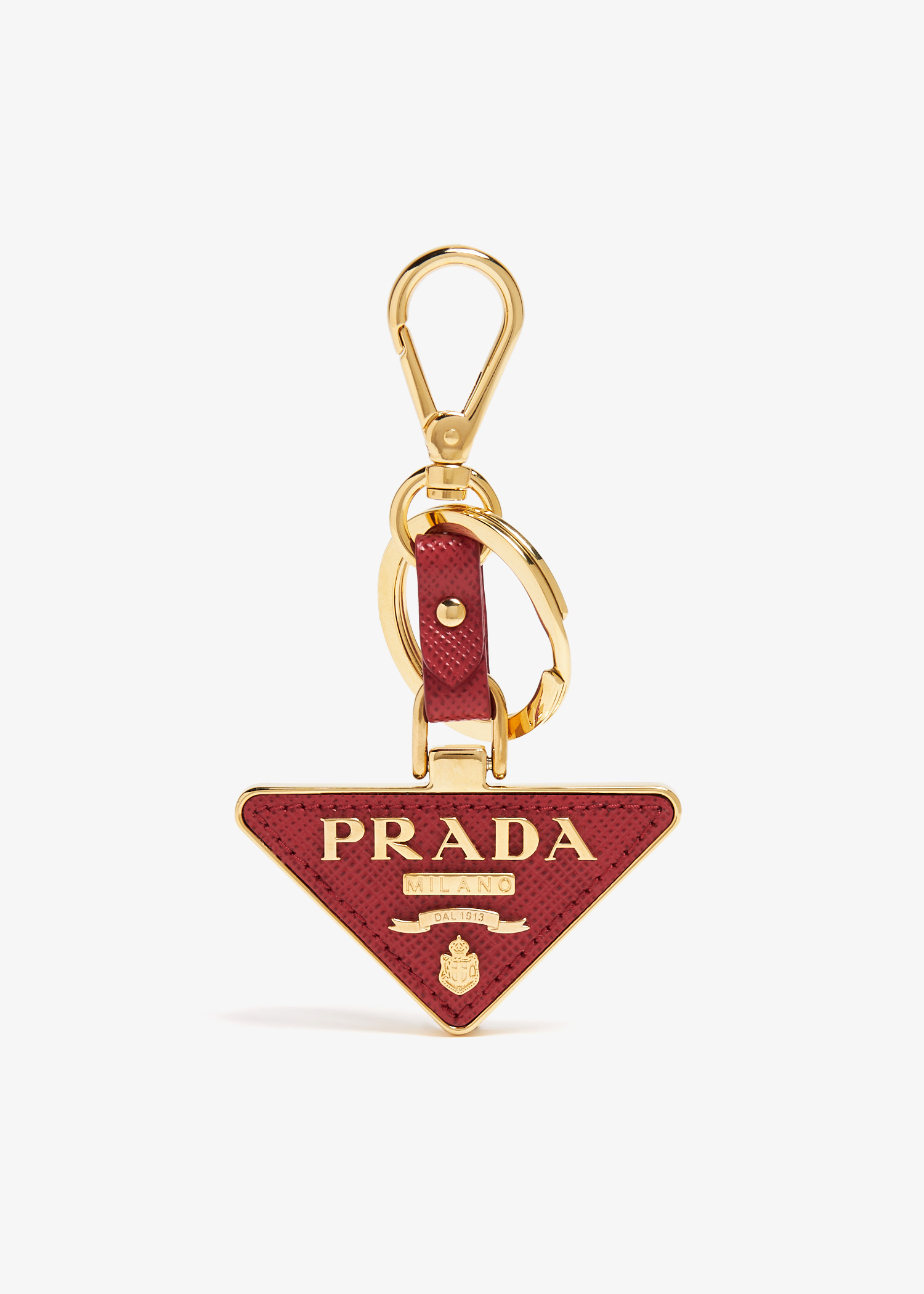 

Saffiano leather triangle keyring, Red
