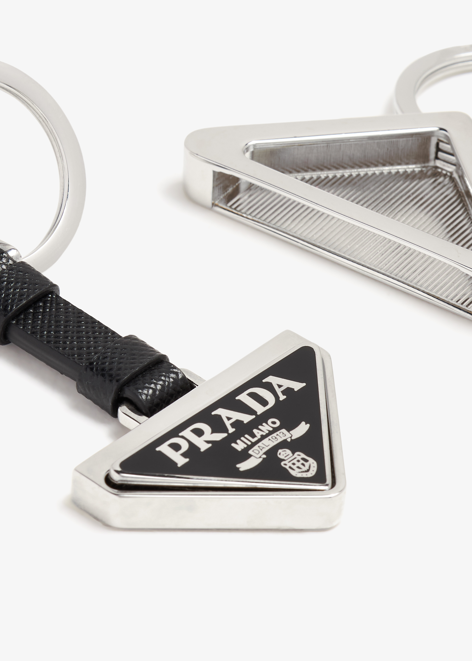 

Dividable leather and metal keychain, Black