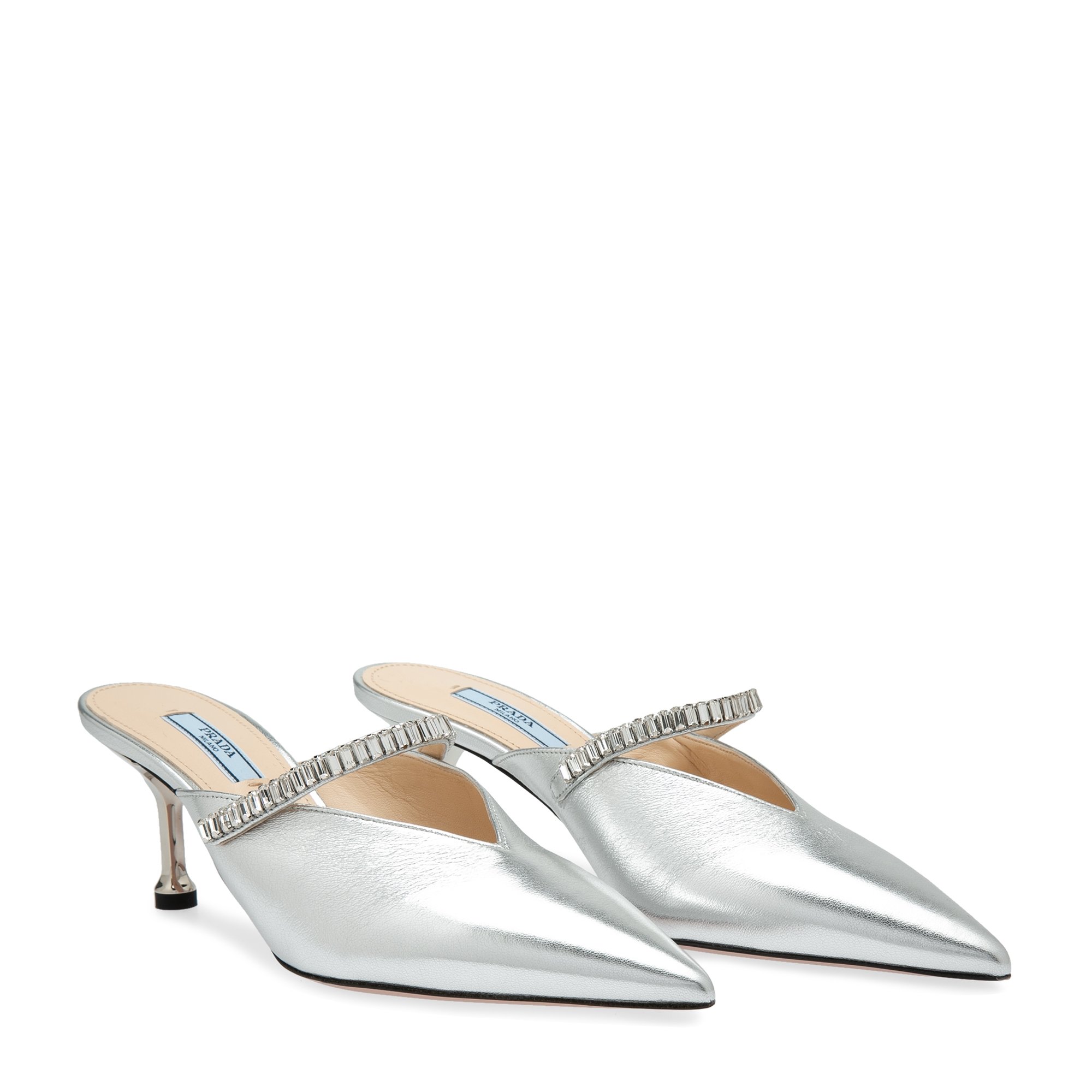 

Leather embellished mules, Silver