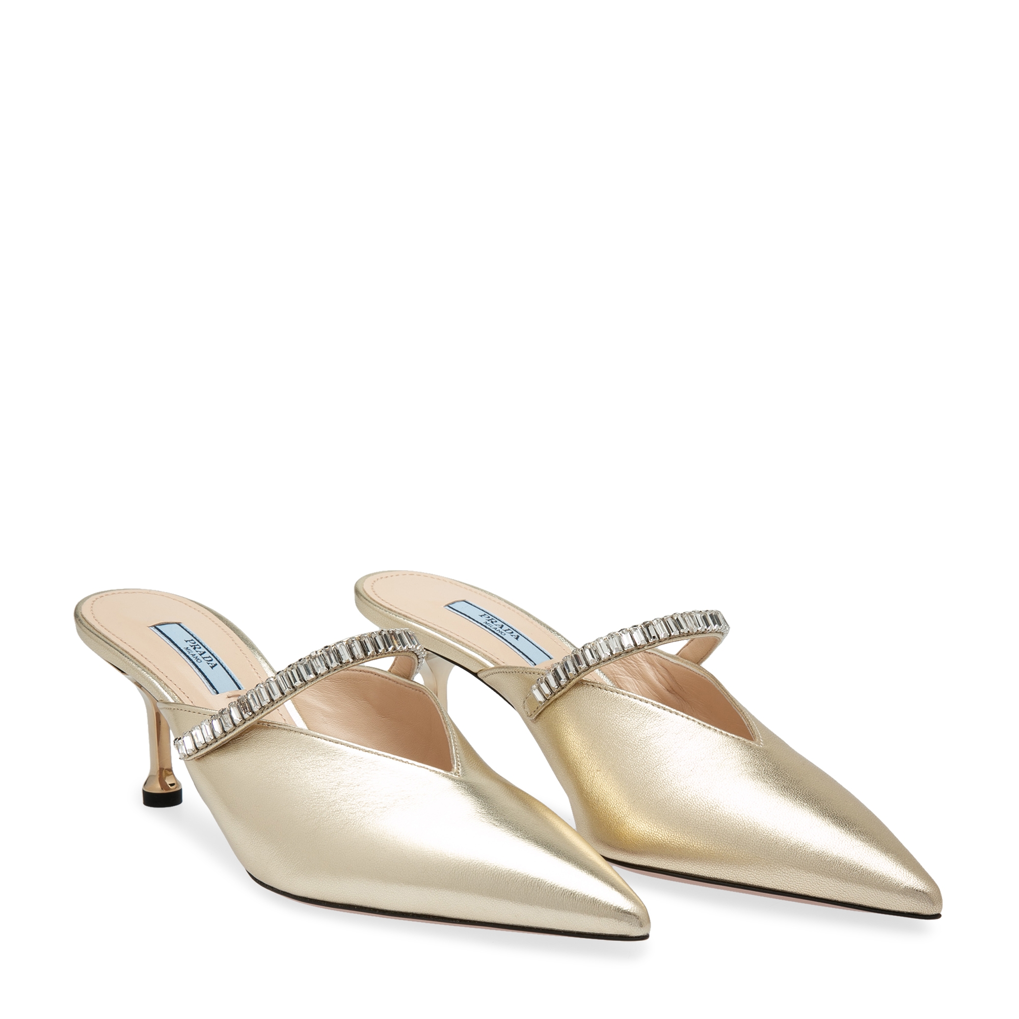 

Leather embellished mules, Gold