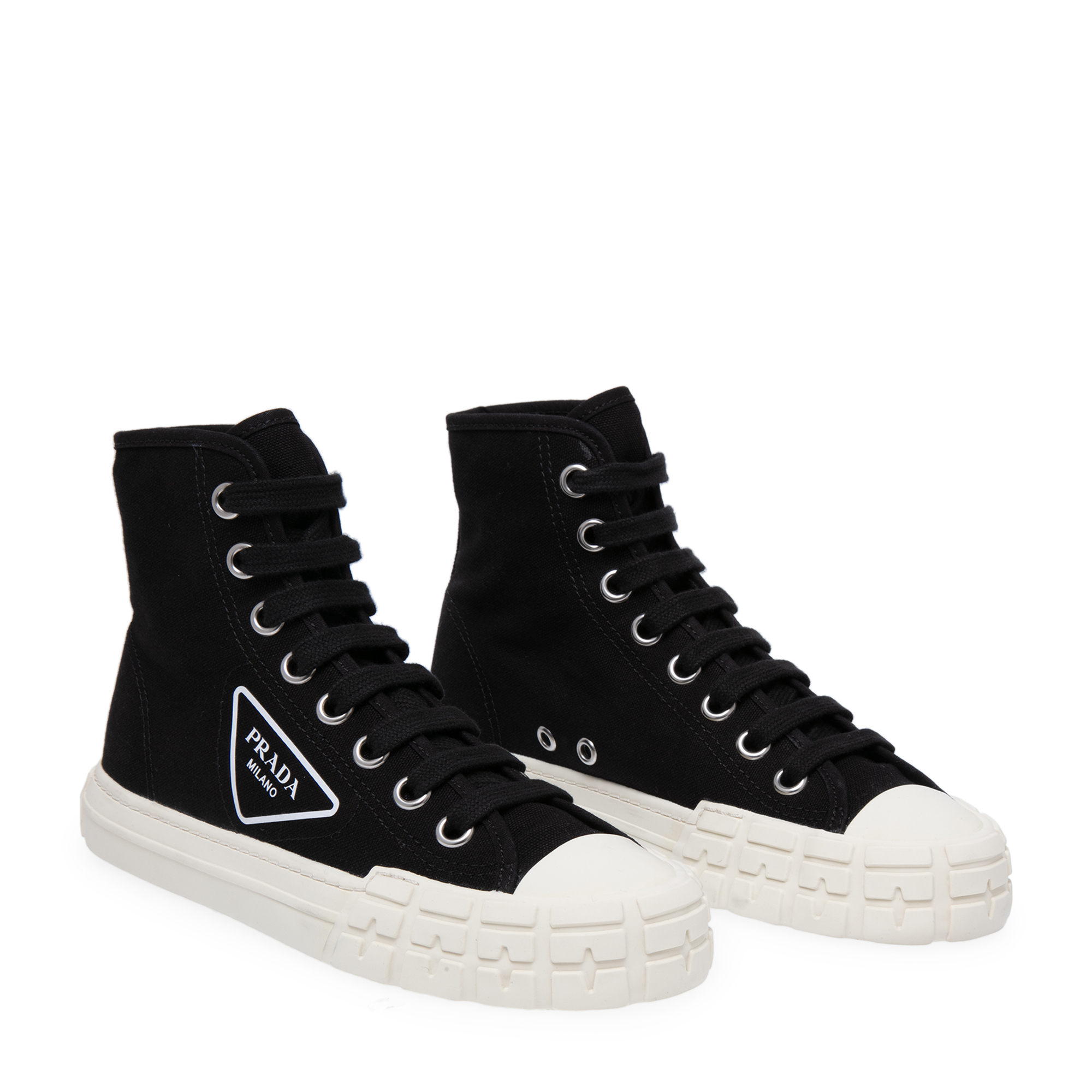 

Cotton canvas high-top sneakers, Black