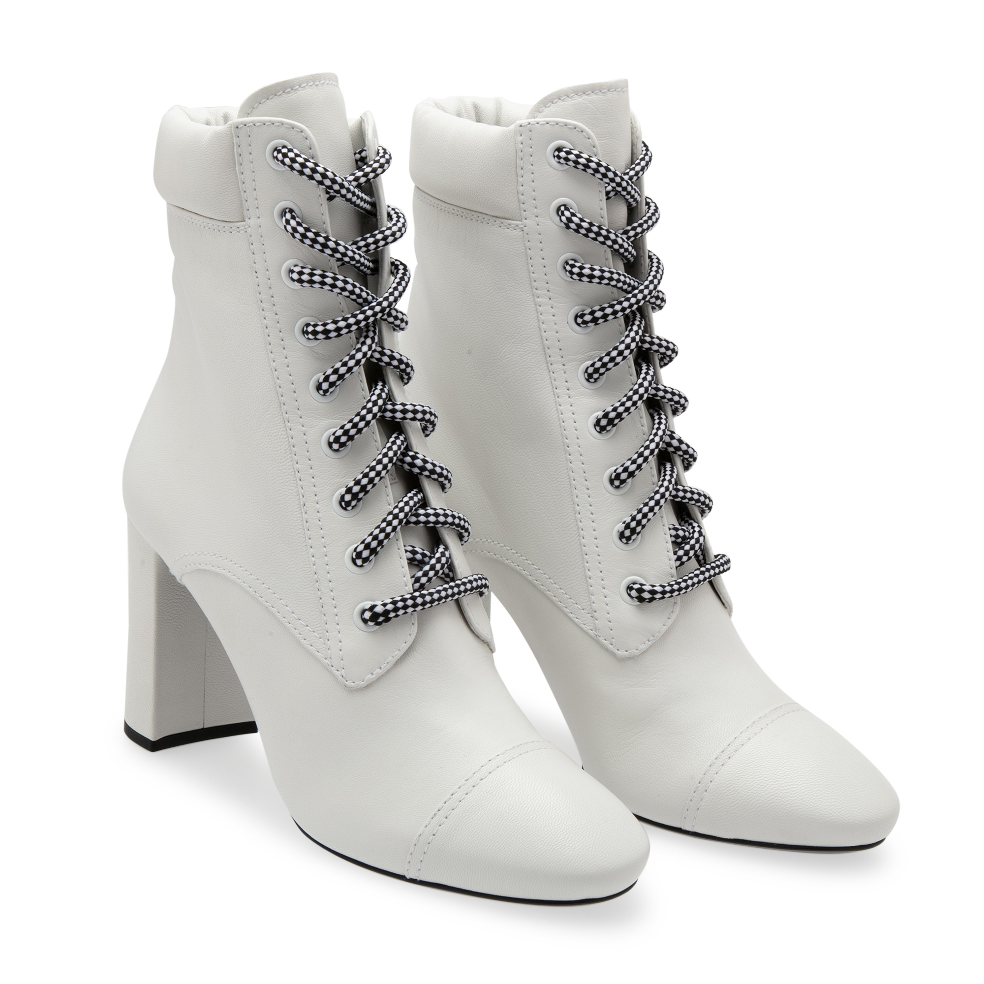 

Leather lace-up boots, White