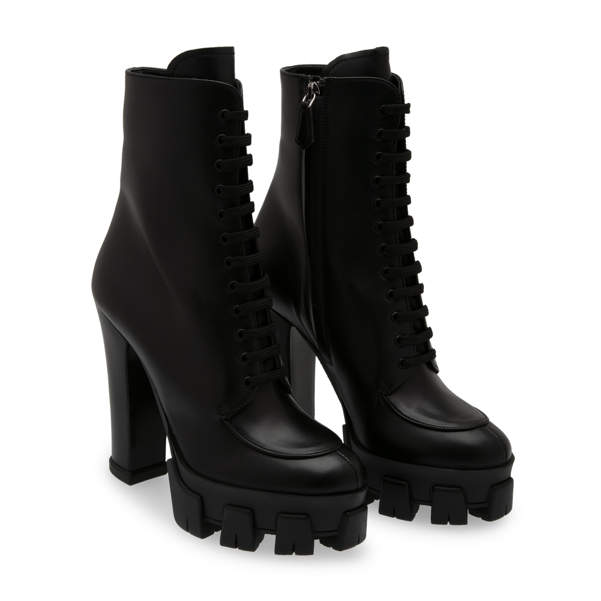 

Lace-up leather booties, Black