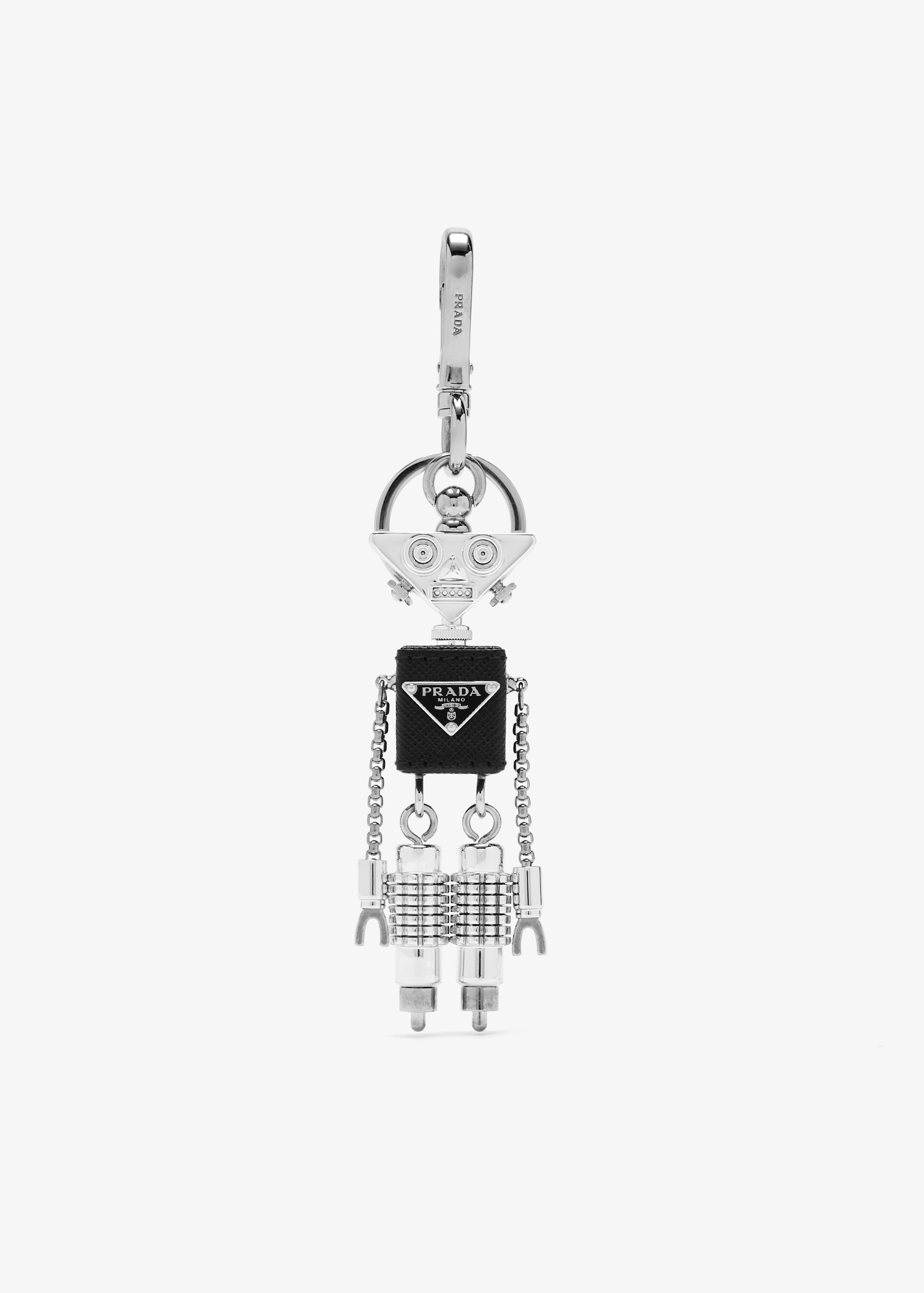 

Robot Saffiano leather keychain charm, Black