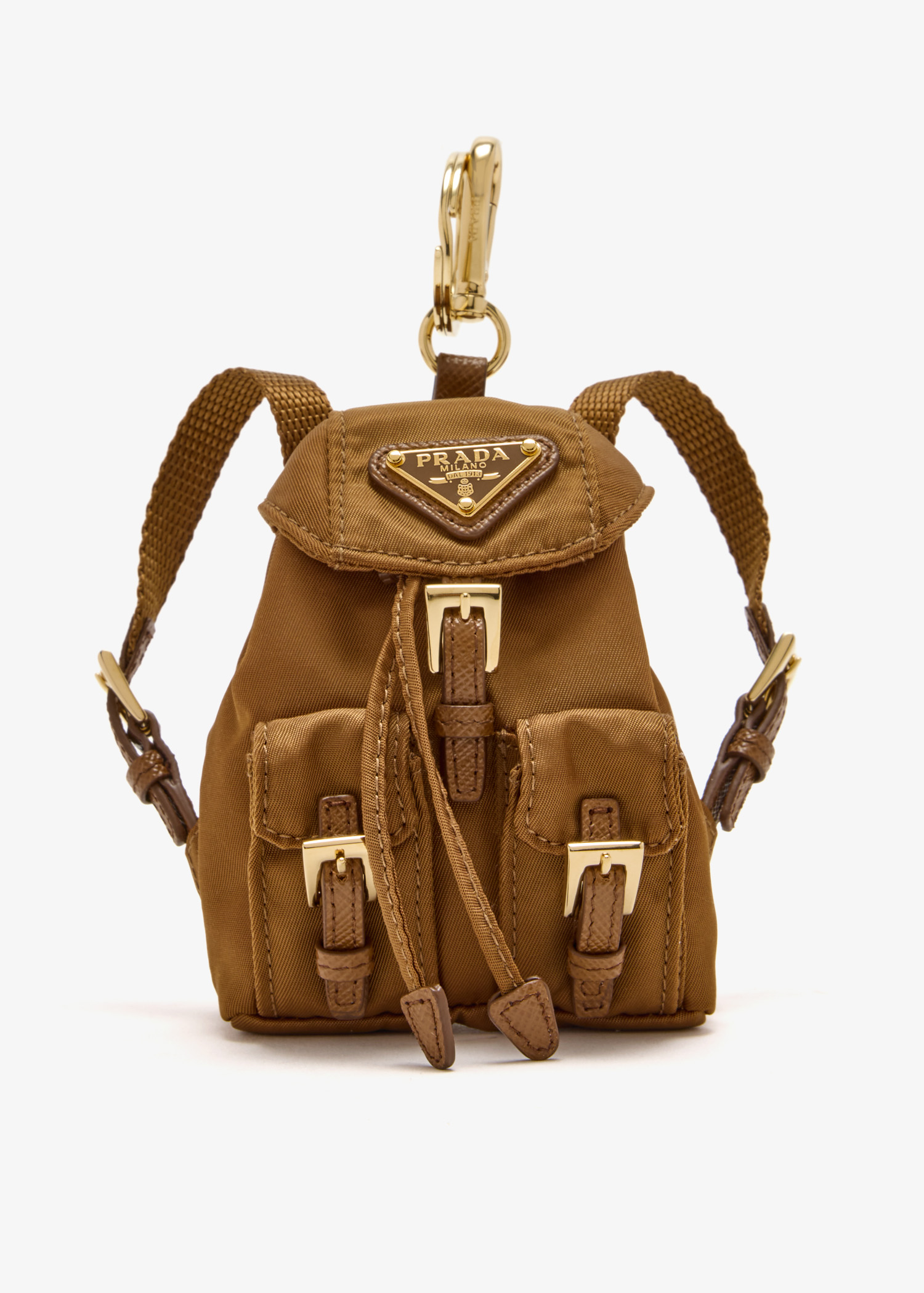 

Mini Icon Re-Nylon keychain charm, Beige