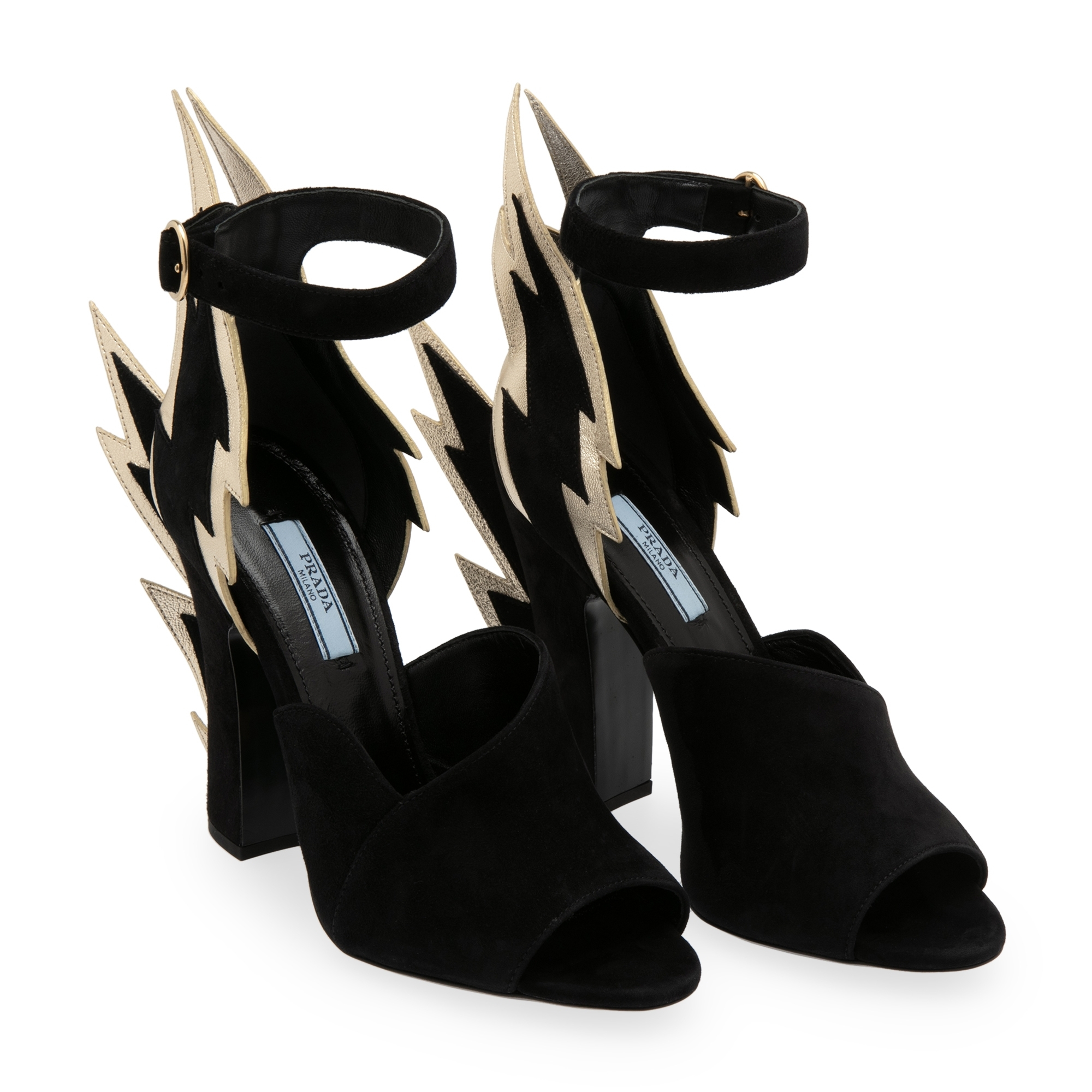 

Lightning-bolt suede sandals, Black