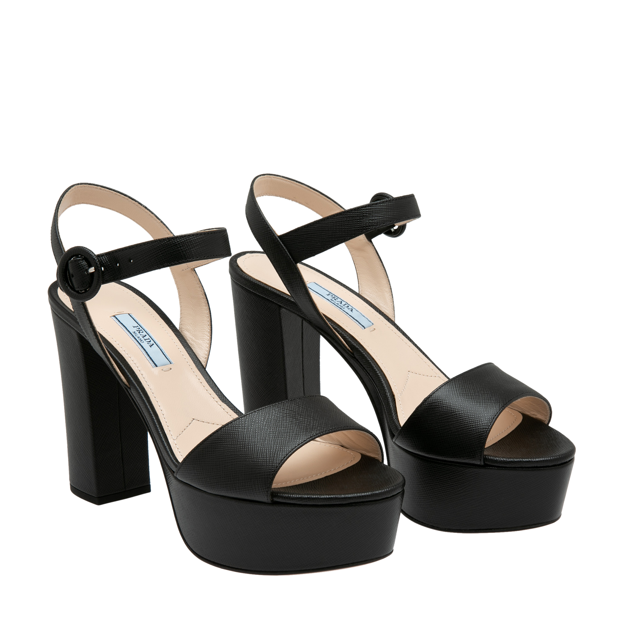 

Leather platform sandals, Black