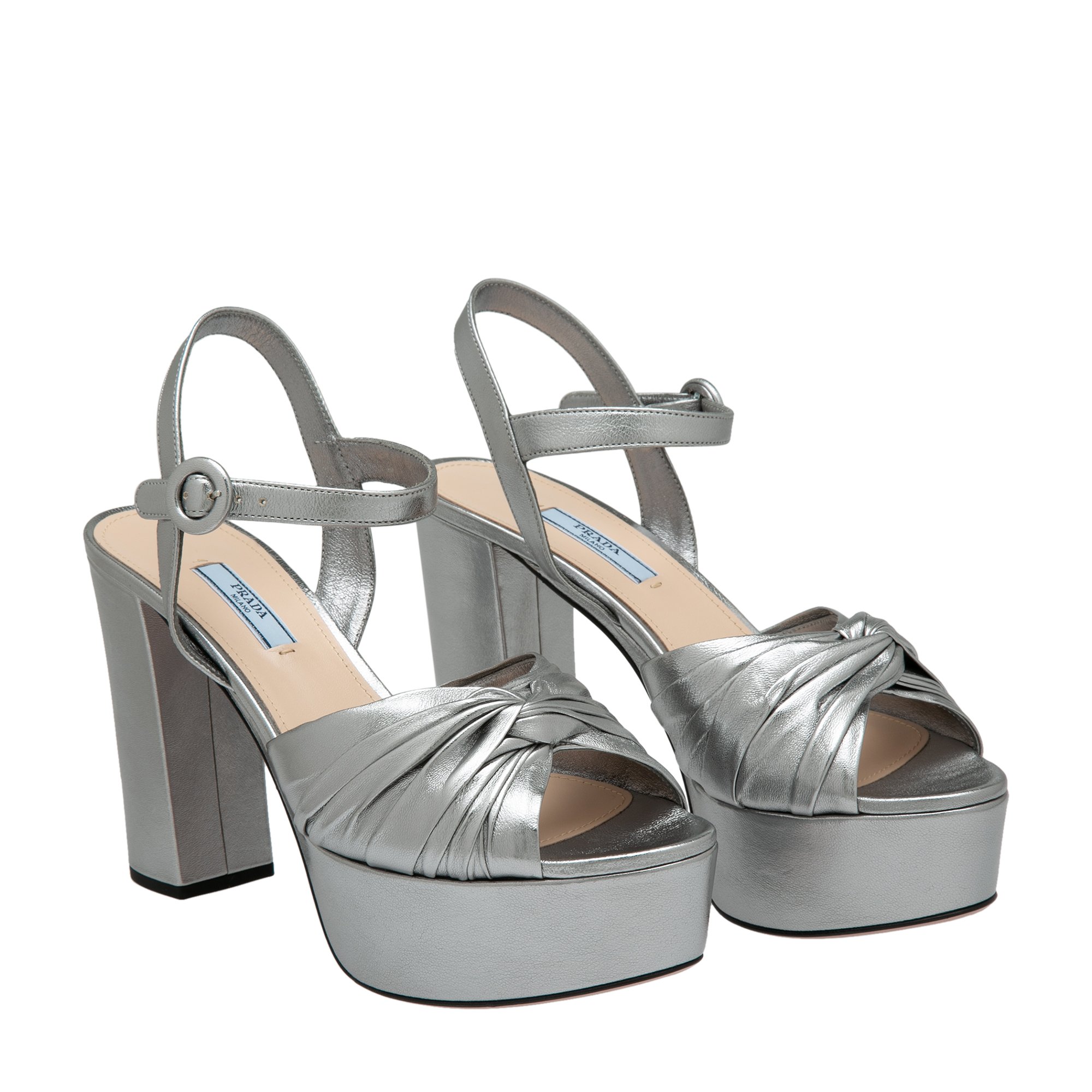 

Leather platform sandals, Silver