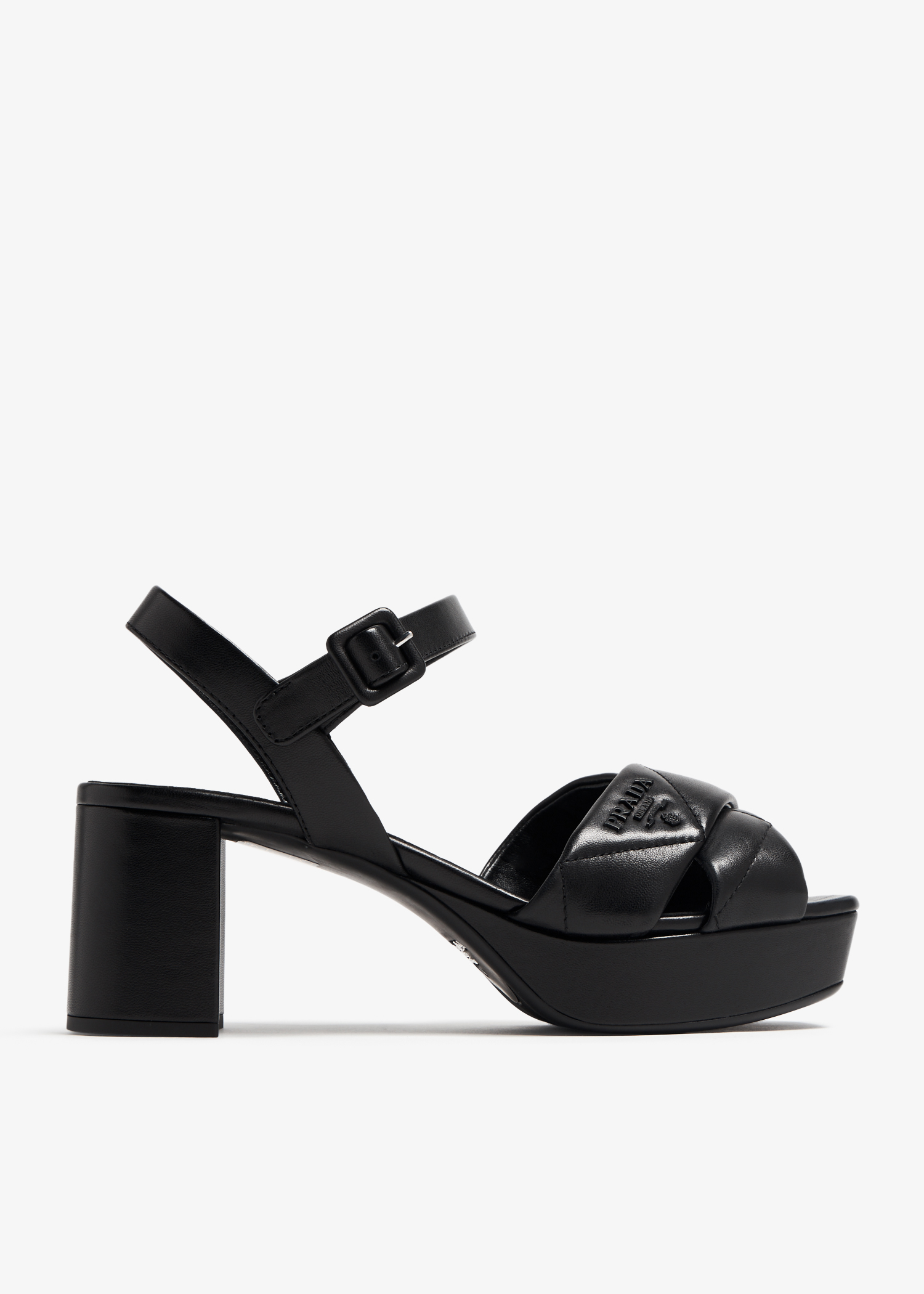 

Quilted leather platform sandals, Black