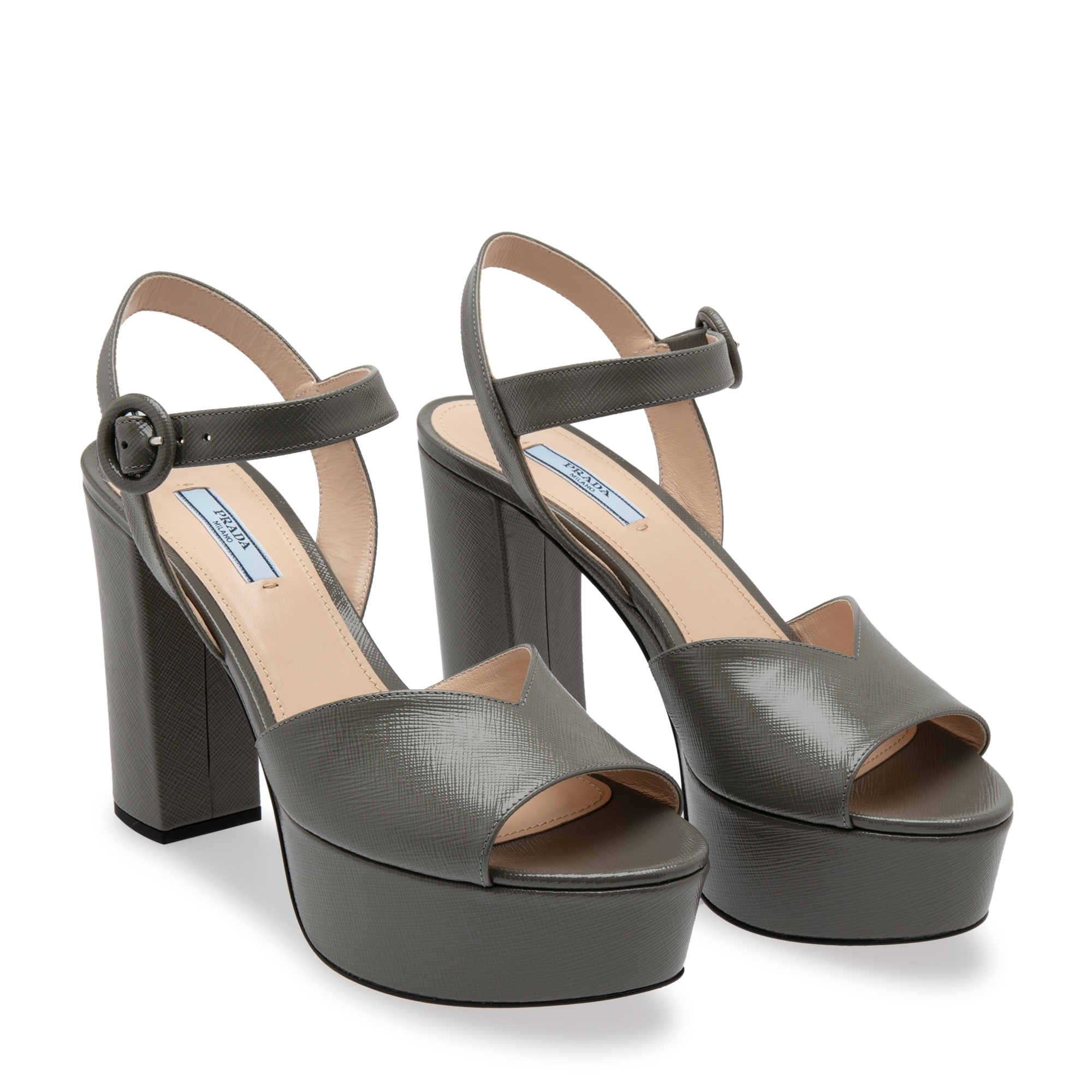 

Leather platform sandals, Grey