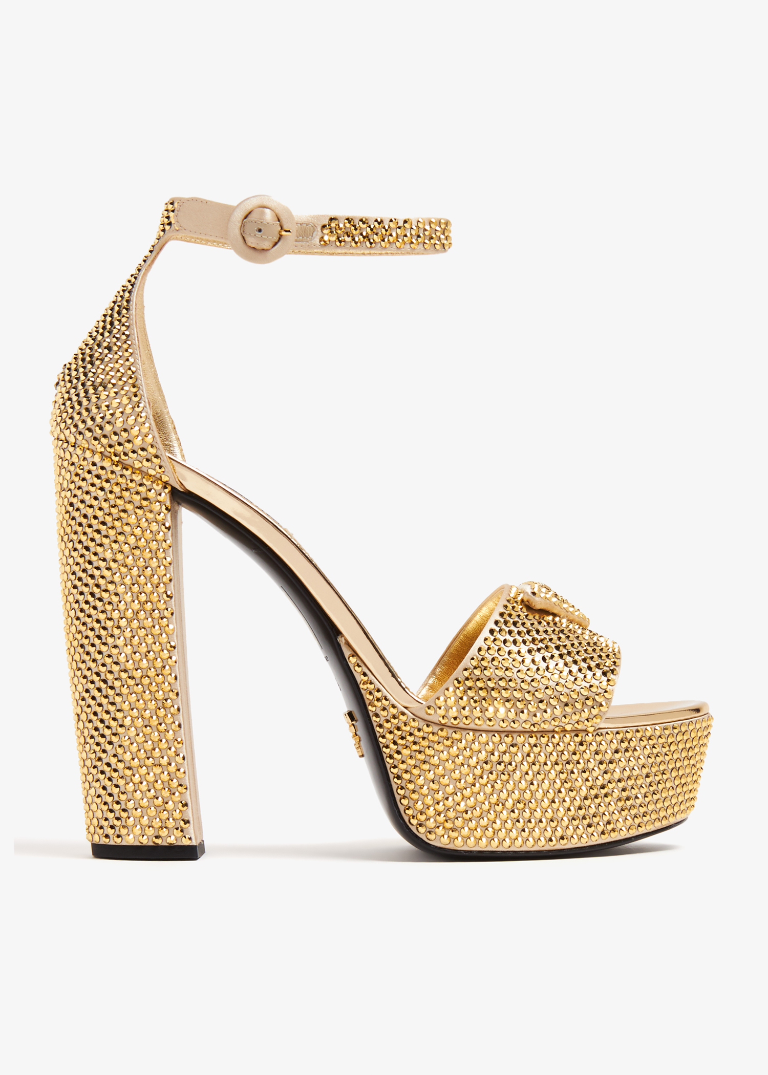 

Crystal satin platform sandals, Gold