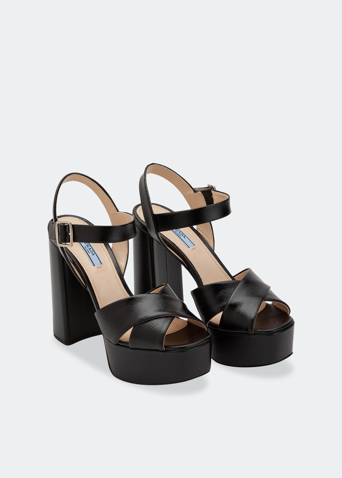 

Leather platform sandals, Black