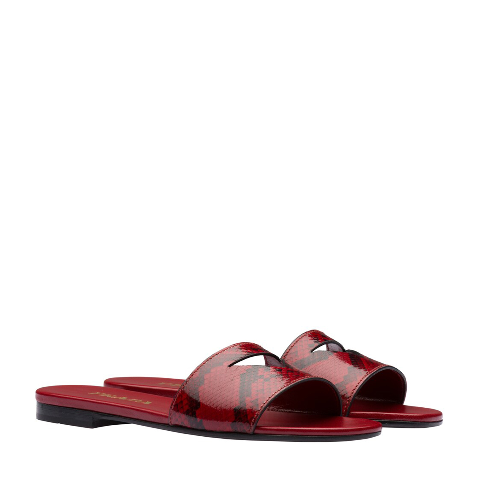 

Snakeskin leather sandals, Red