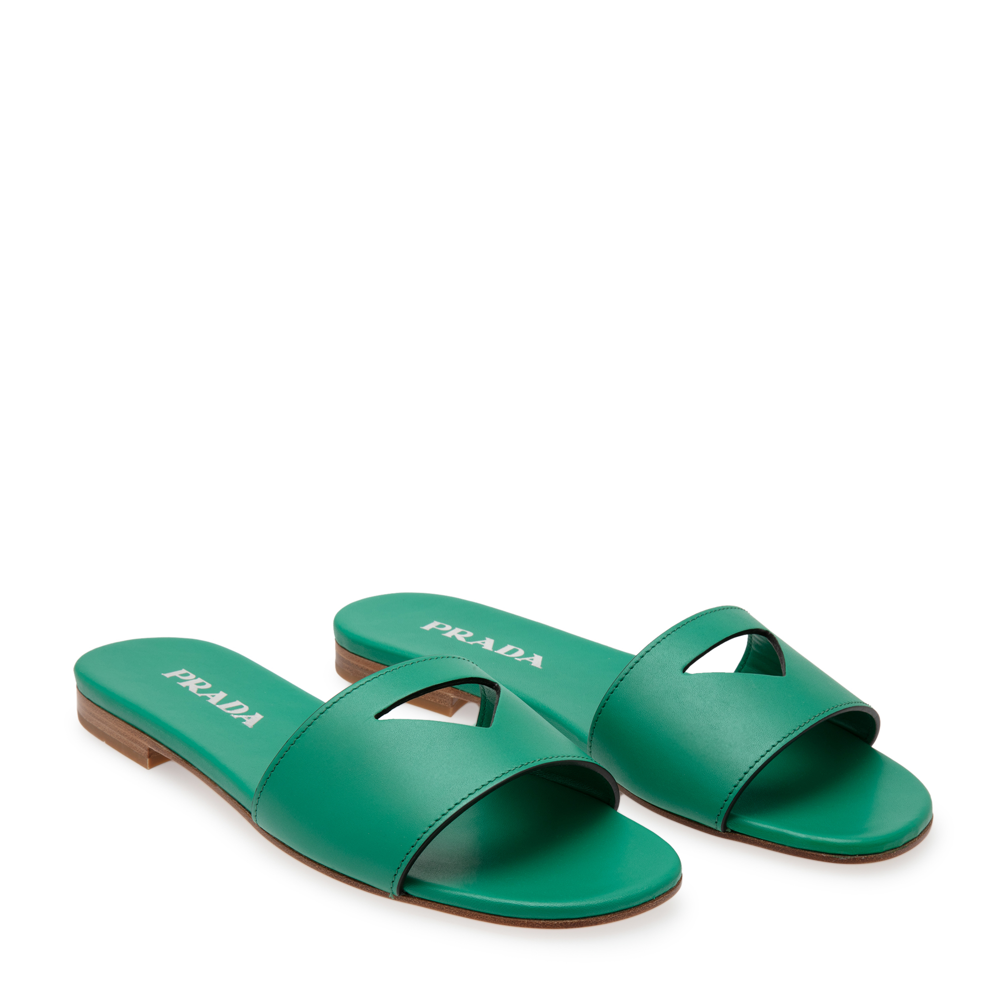 

Cut-out leather sandals, Green