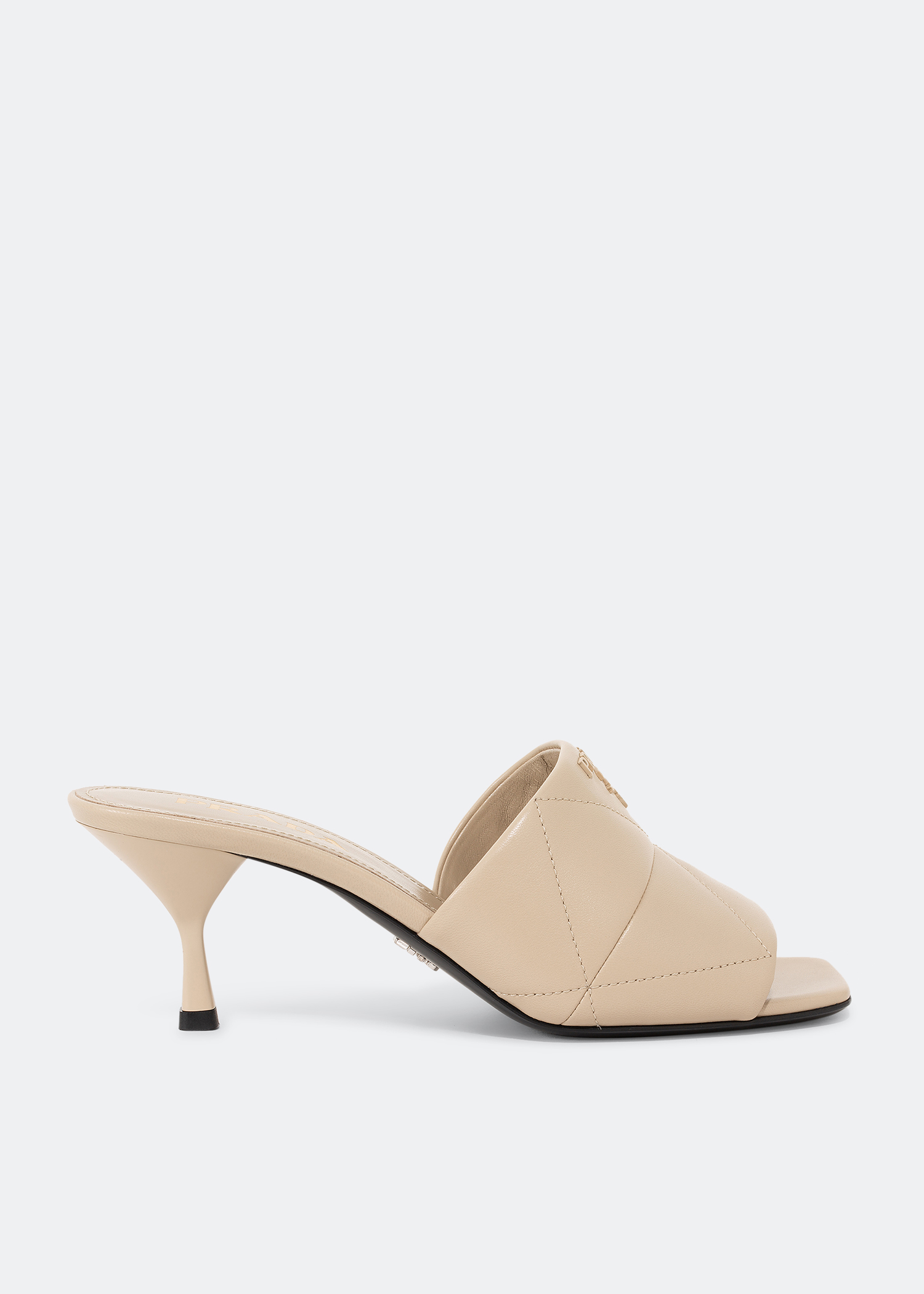 

Quilted nappa leather mules, Beige