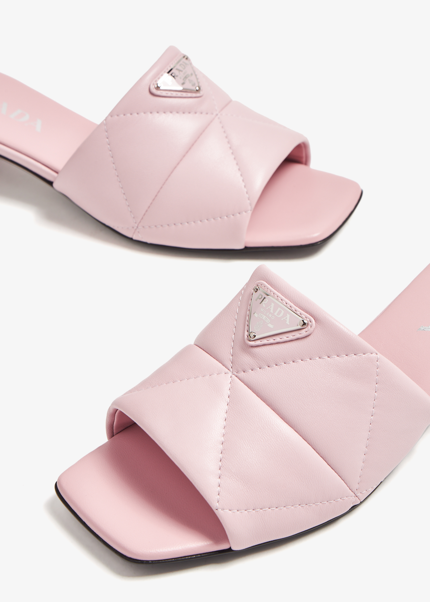 

Quilted nappa leather slide sandals, Pink