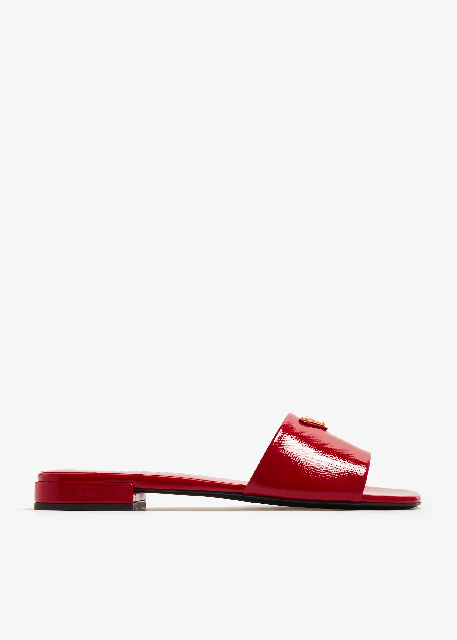 

Saffiano patent leather slides, Red