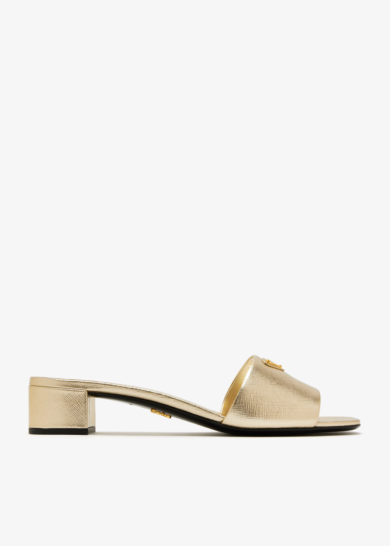 

Saffiano patent leather sandals, Gold