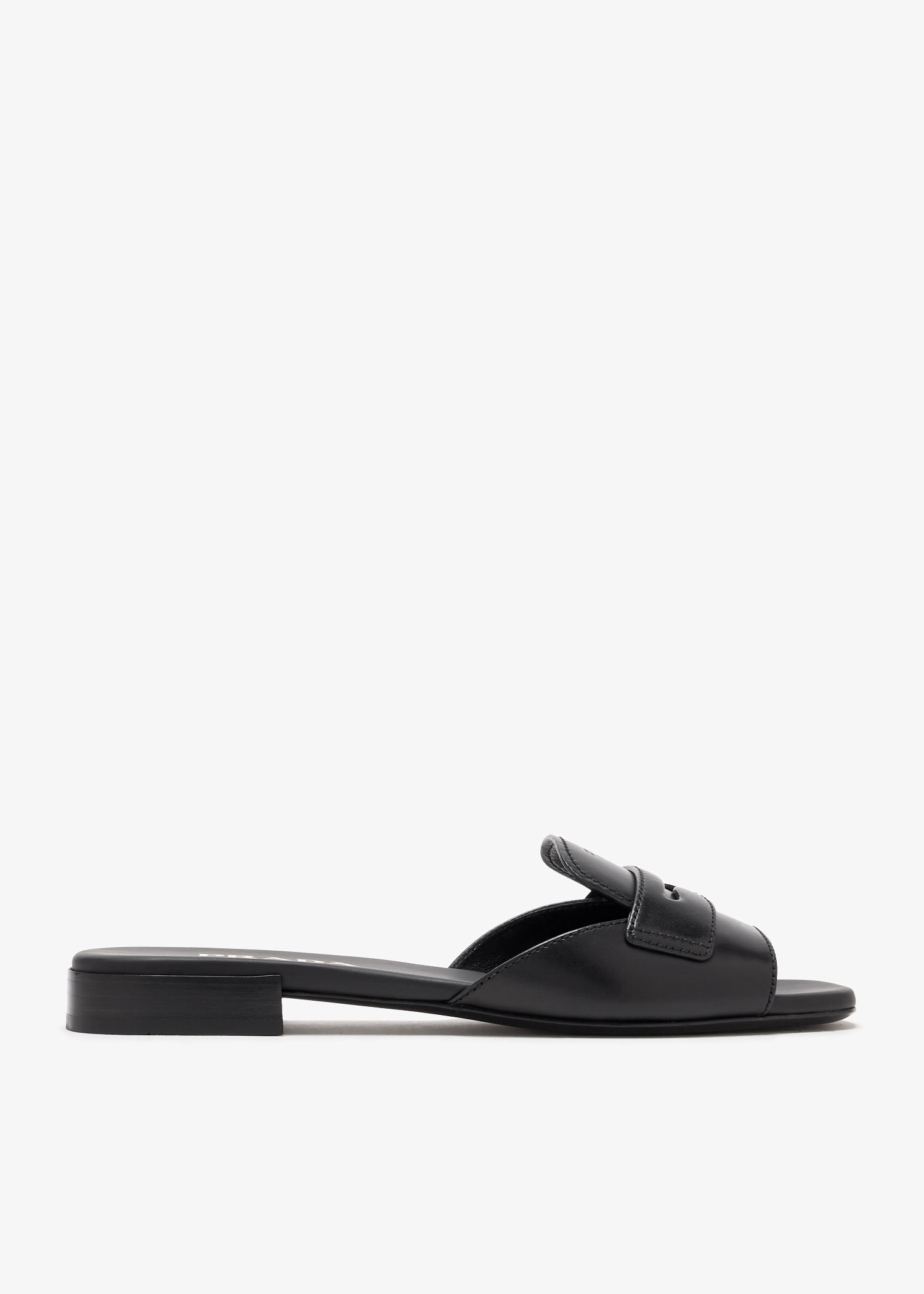 

Leather slide sandals, Black
