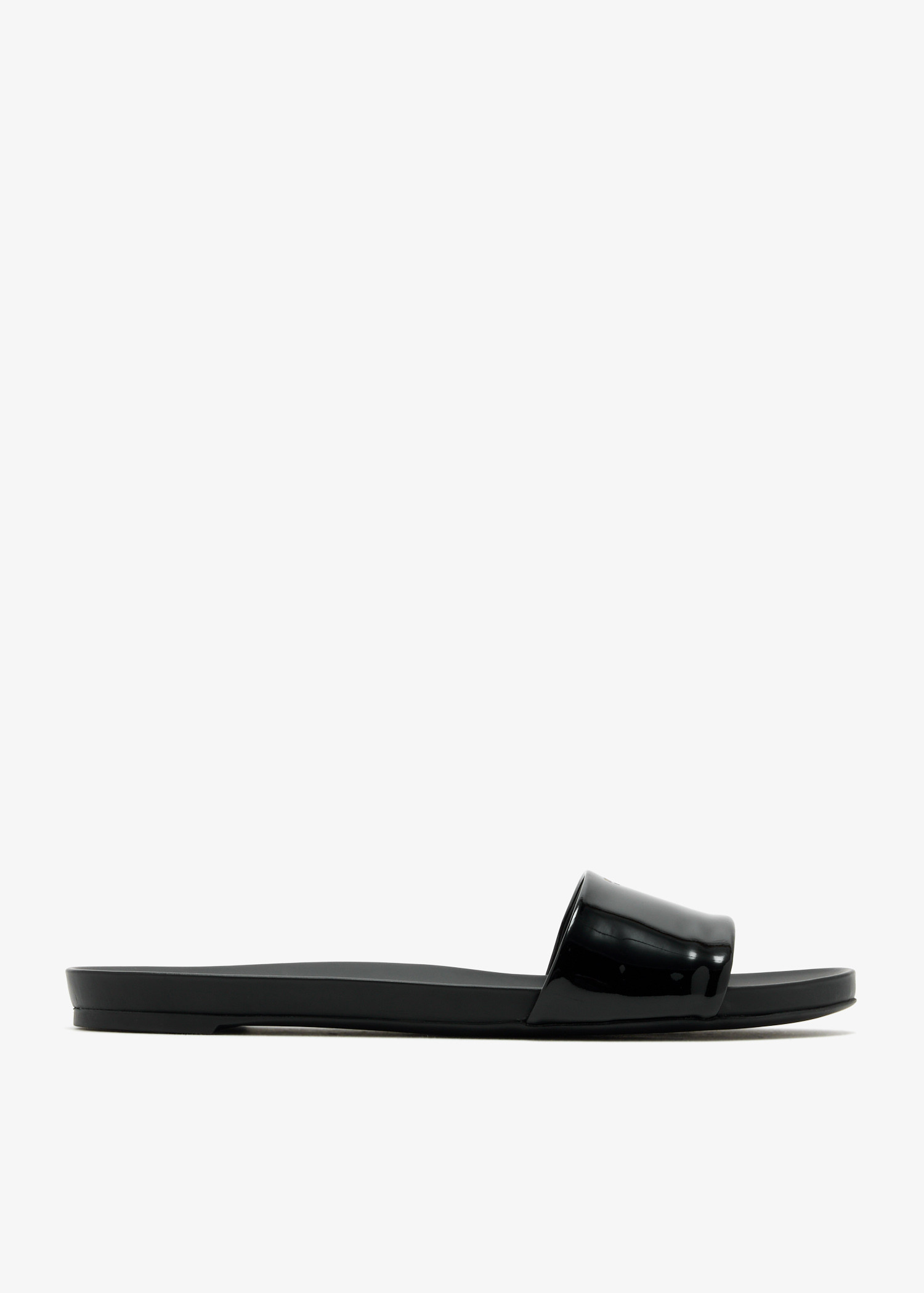 

Patent leather slide sandals, Black