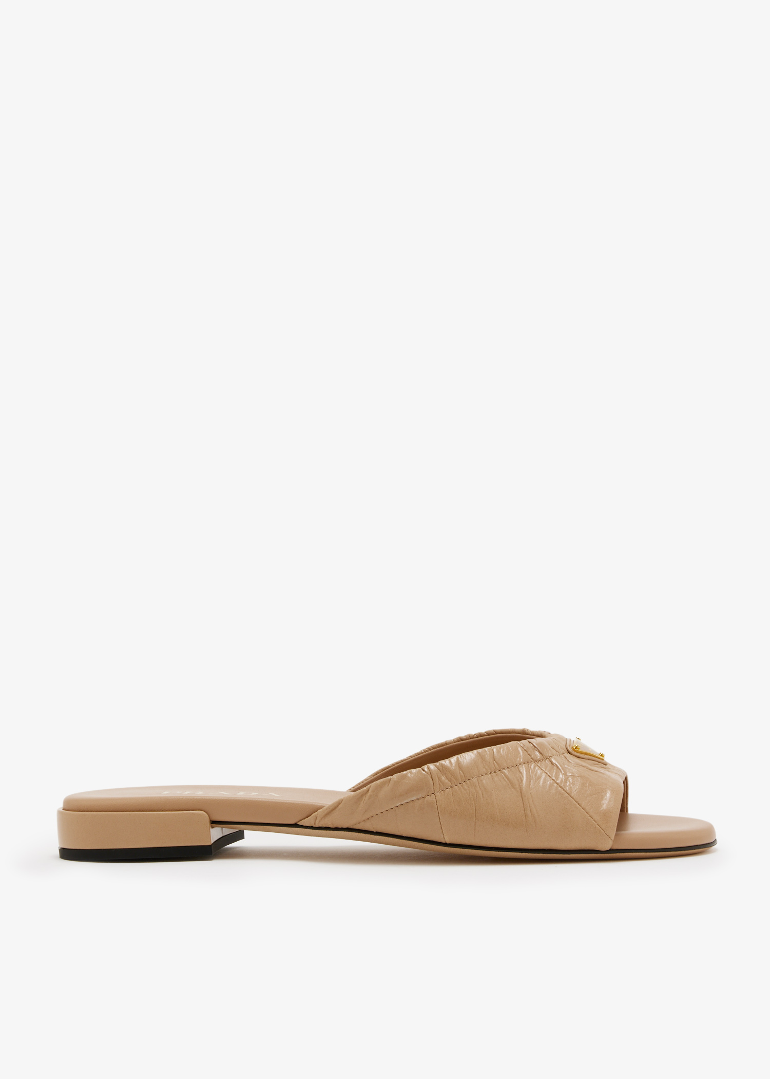 

Leather slide sandals, Beige